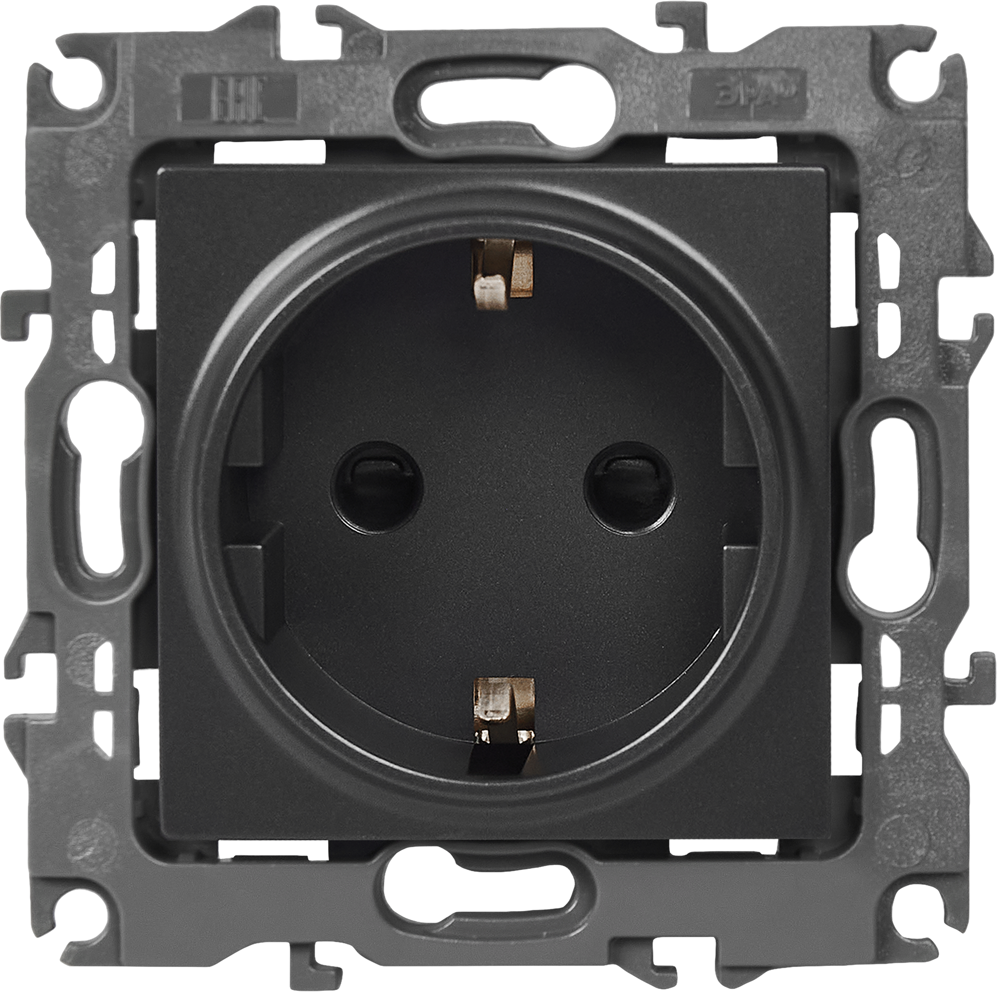 Изображение товара Розетка встраиваемая Эра 12-2101-05 черная с заземлением