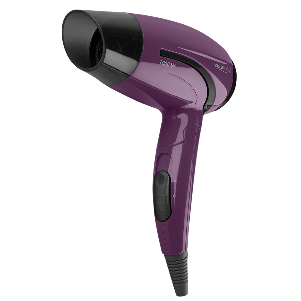 Изображение товара Фен для волос Scarlett SC-HD70T28 мобильный компактный в фиолетовом цвете 1000 Вт
