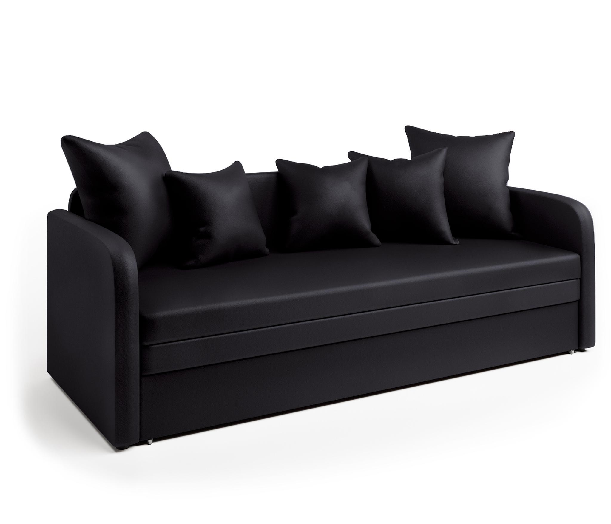 Изображение товара Диван Шарм-Дизайн Трио 210x80 см искусственная кожа черный выкатной механизм Изображение товара Диван Шарм-Дизайн Трио 210x80 см искусственная кожа черный выкатной механизм