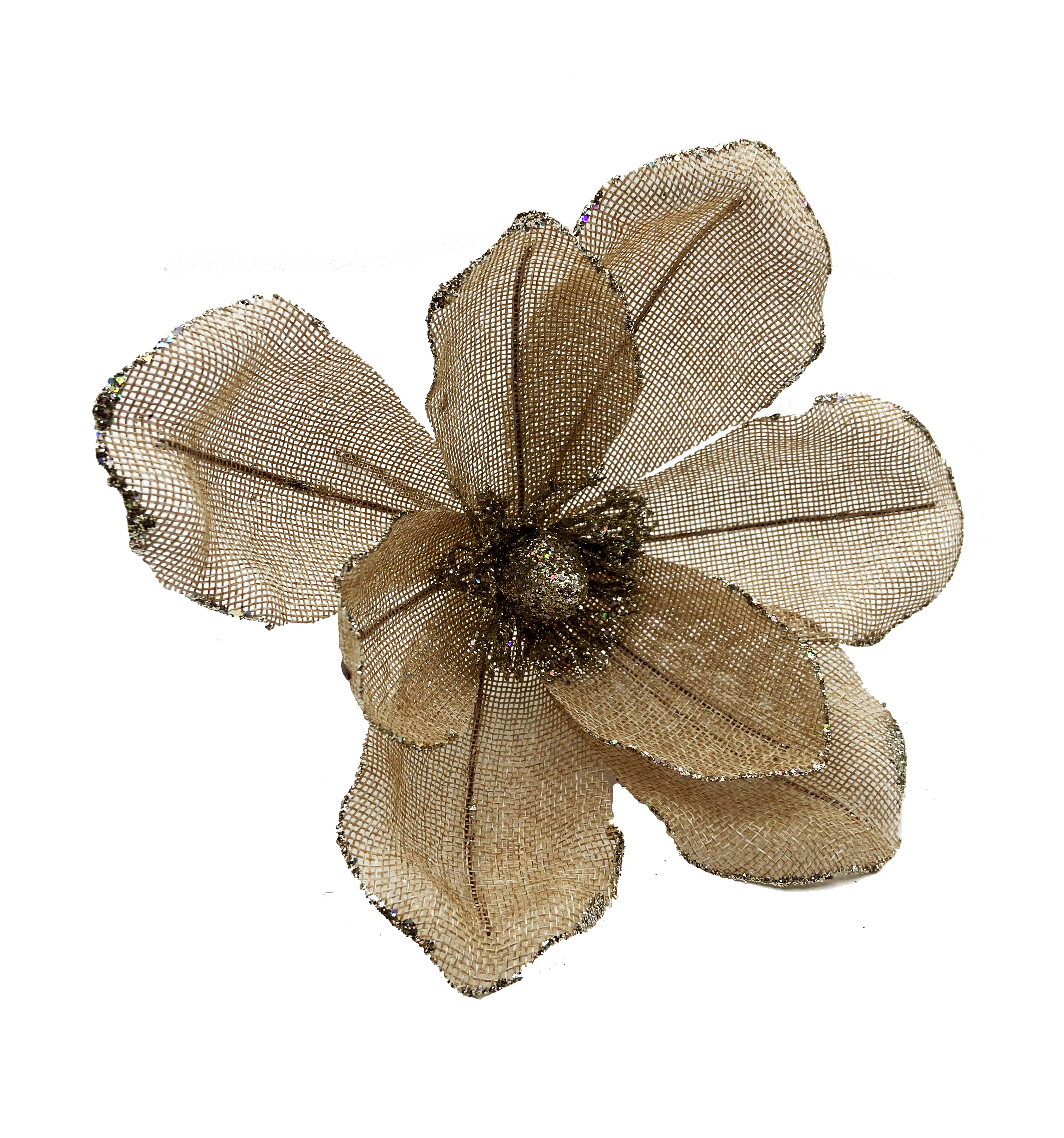 Изображение товара Украшение цветок с блестками 24 см елочная игрушка для новогоднего декора