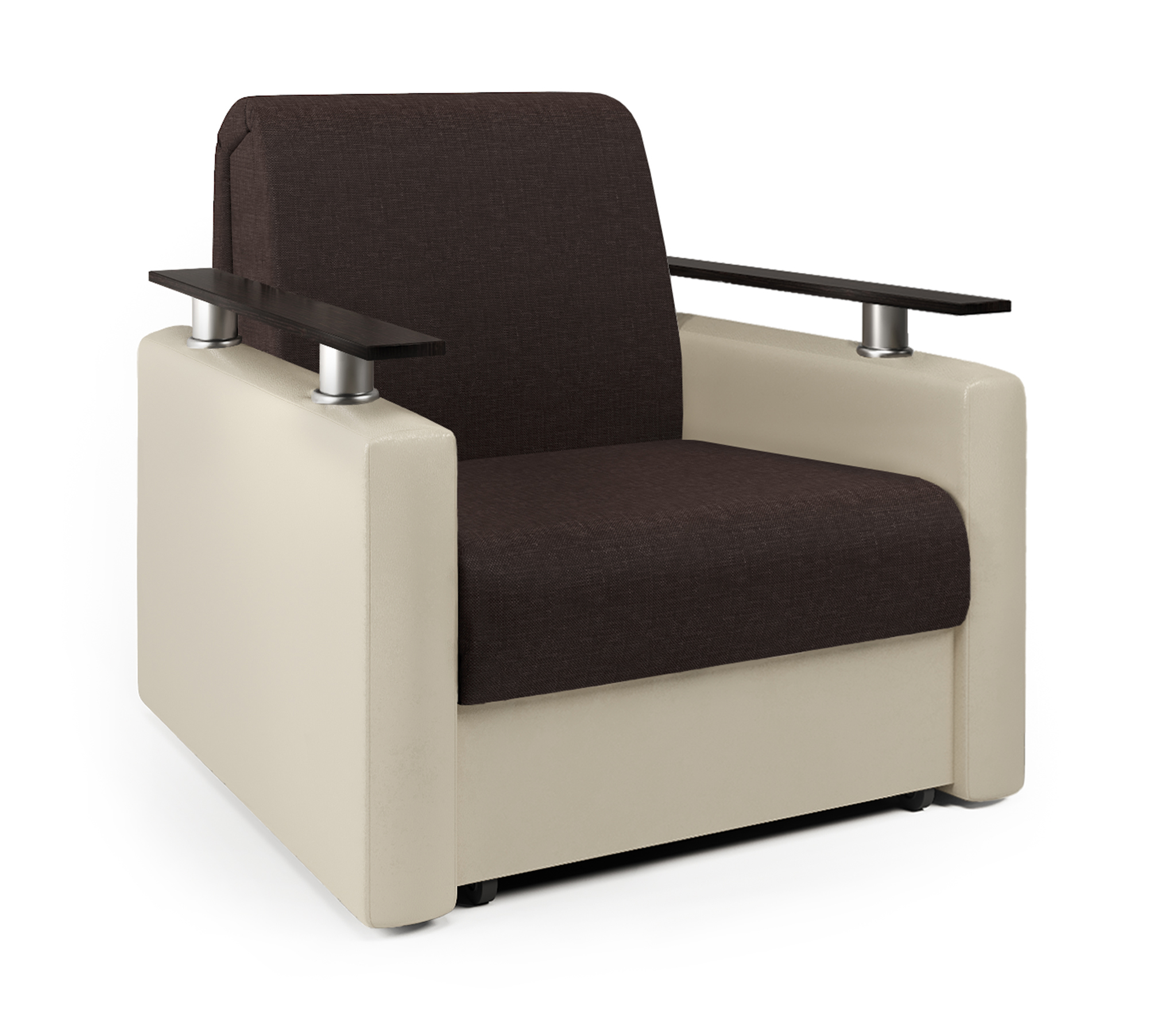 Изображение товара Кресло-кровать Шарм-Дизайн Шарм 90 коричнево-бежевый экокожа мебельный каркас