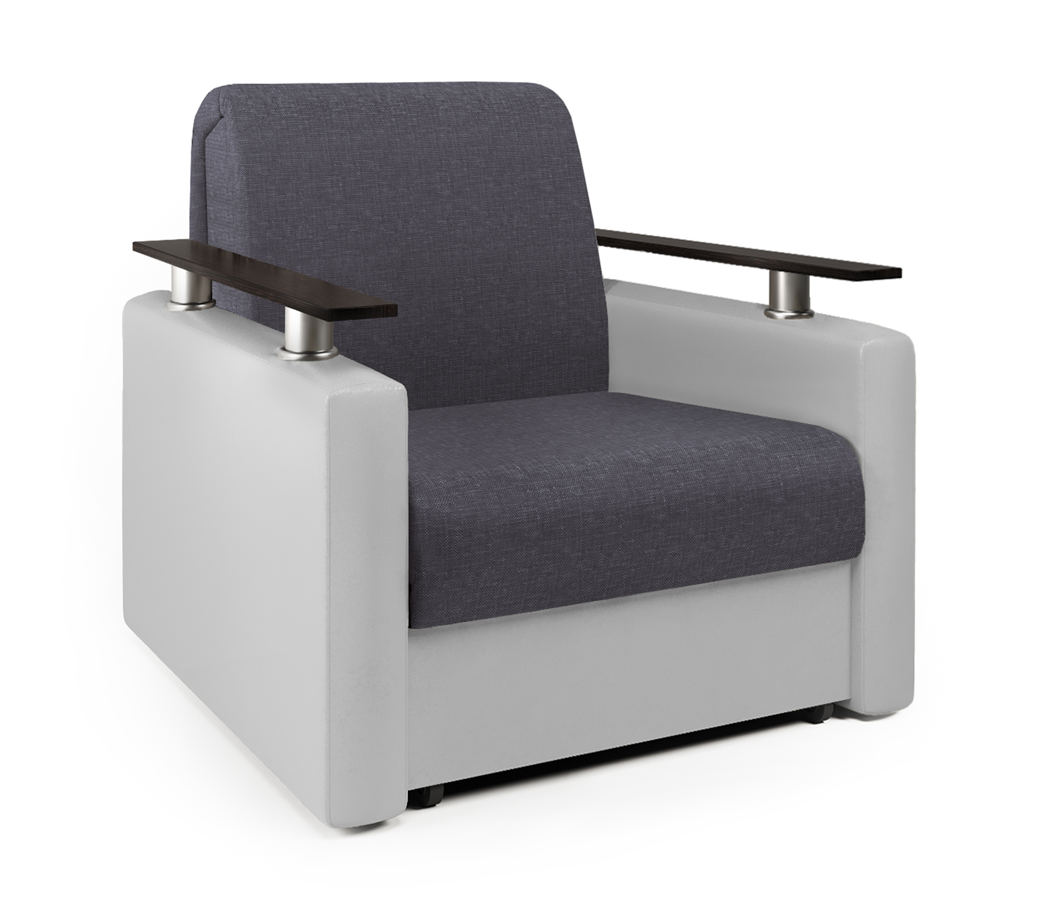 Изображение товара Кресло-кровать Шарм-Дизайн Шарм 90 из экокожи серого цвета с ящиком и механизмом аккордеон