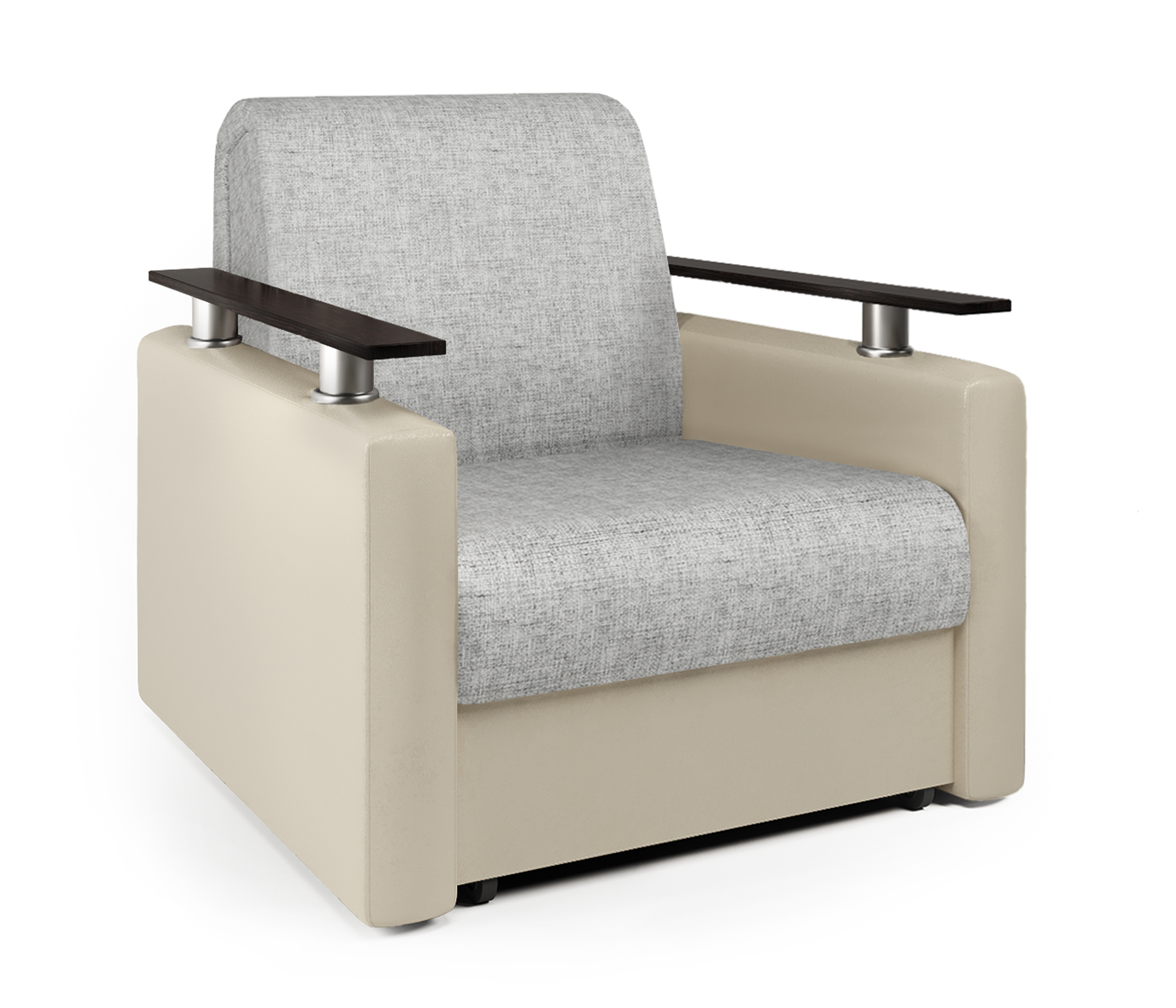 Изображение товара Кресло-кровать Шарм-Дизайн Шарм 60 экокожа серый бежевый с ящиком и механизмом аккордеон