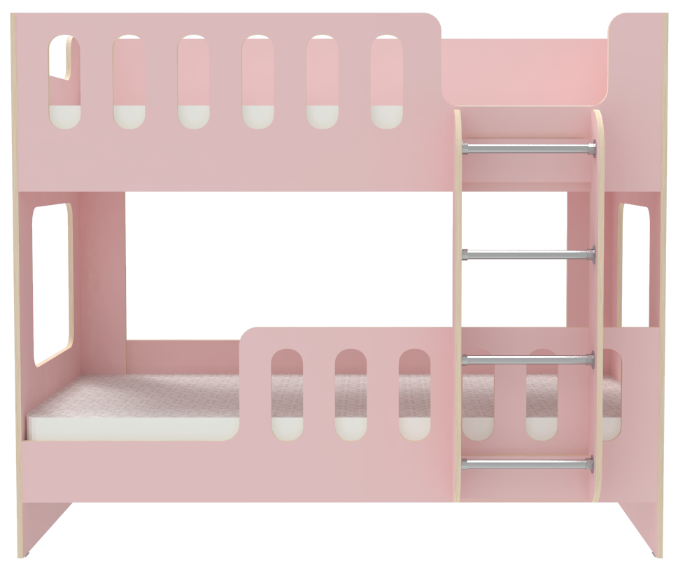 Изображение товара Двухъярусная кровать Кариви Сказочный Домик 183x154 см розовая безопасная мебель для детей