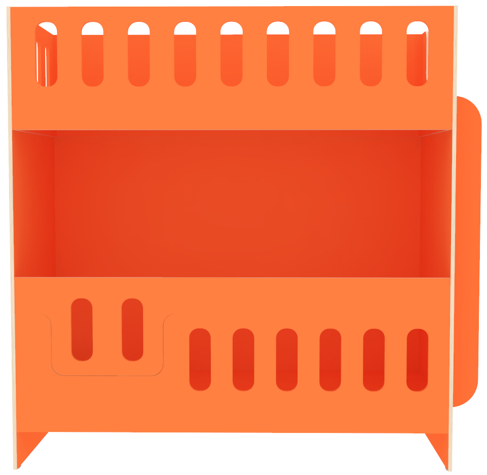 Изображение товара Детская двухъярусная кровать Кариви Сказочный Домик оранжевая с бортиком и лестницей