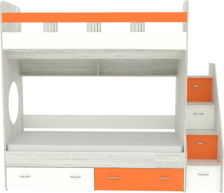Изображение товара Детская двухъярусная кровать Кариви КИВи 234x200 см оранжевая с ящиками