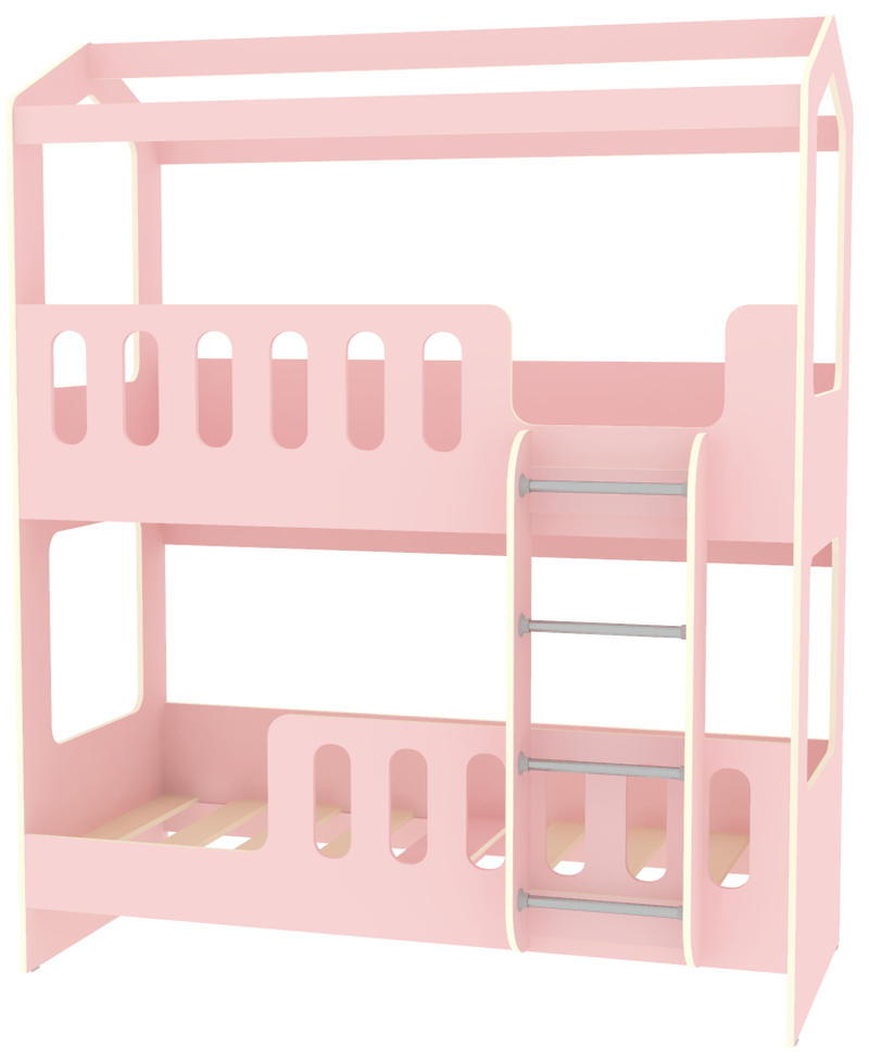 Изображение товара Двухъярусная кровать Кариви Сказочный Домик Розовая 183x223 см с безопасными бортиками