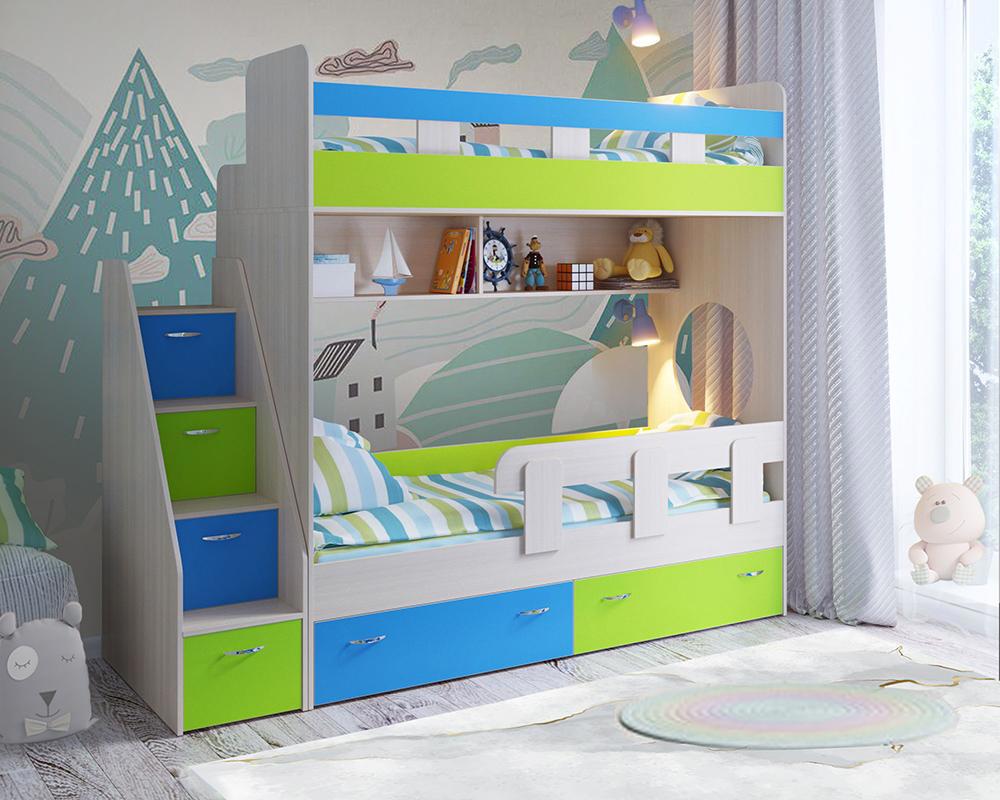 Изображение товара Кровать Кариви КИВи 234x200 см для детей с выдвижными ящиками