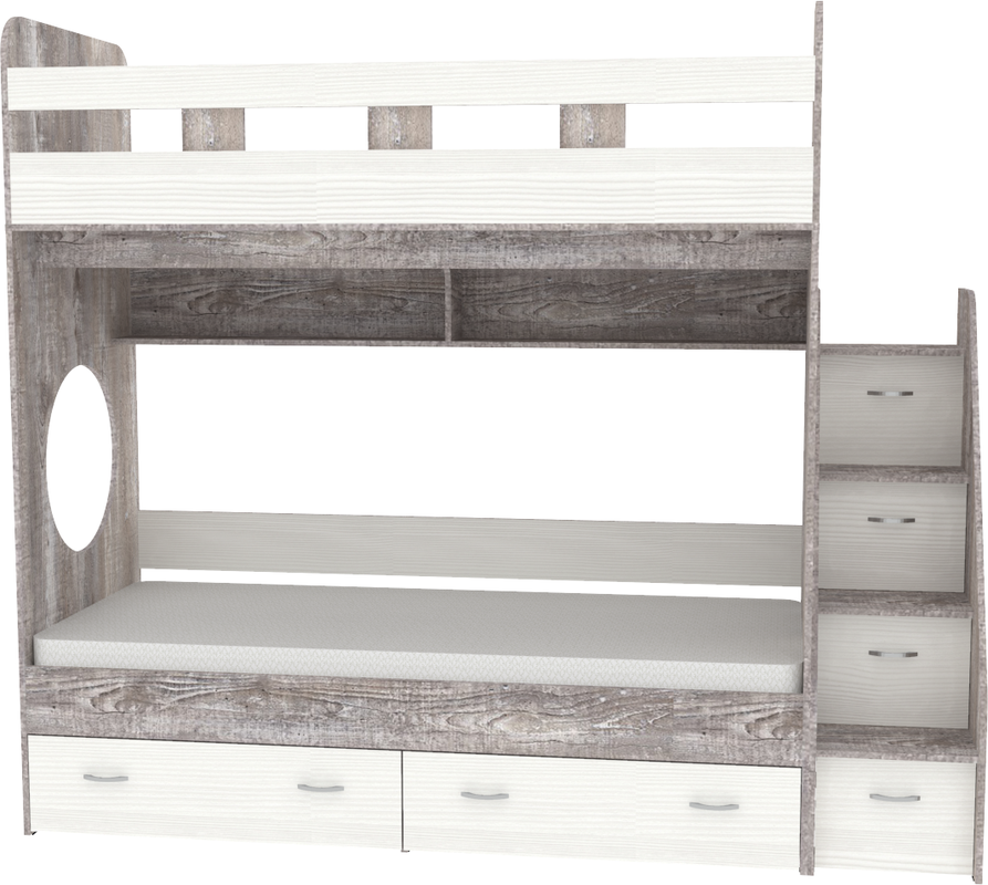 Изображение товара Двухъярусная кровать Кариви КИВи с выдвижными ящиками светлое дерево 234х200 см