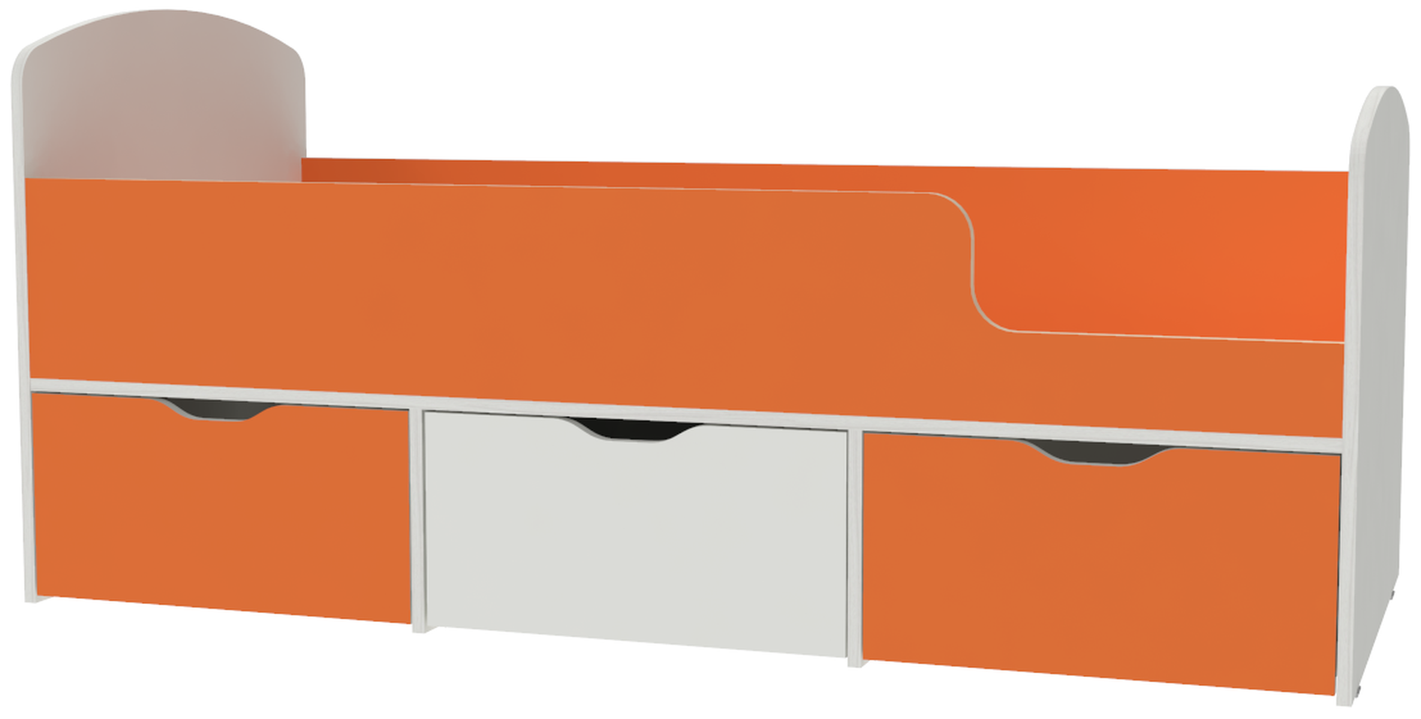Изображение товара Кровать Кариви КИВи 163x63x73 см детская оранжевая с ящиками и безопасными бортиками