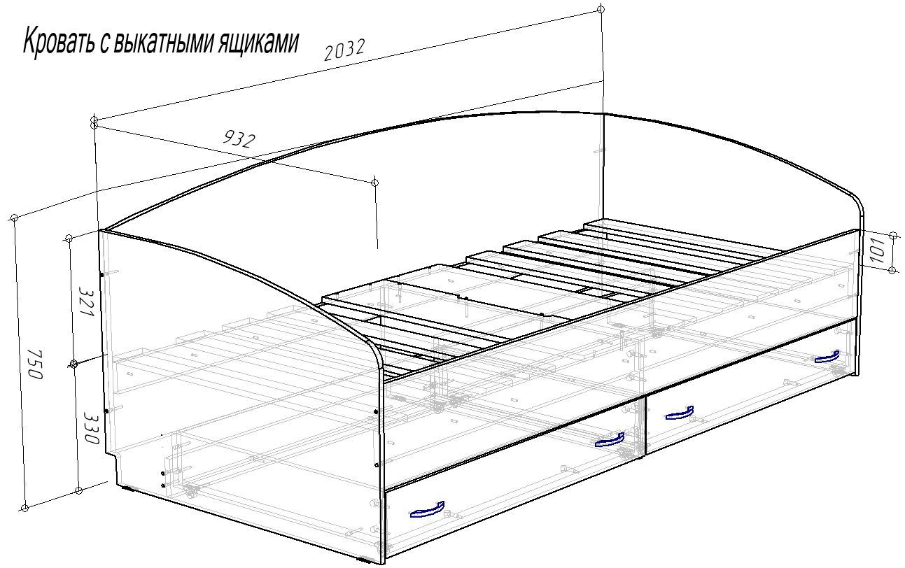Изображение товара Кровать Кариви КИВи 204x65x94 см ЛДСП цвет светлое дерево