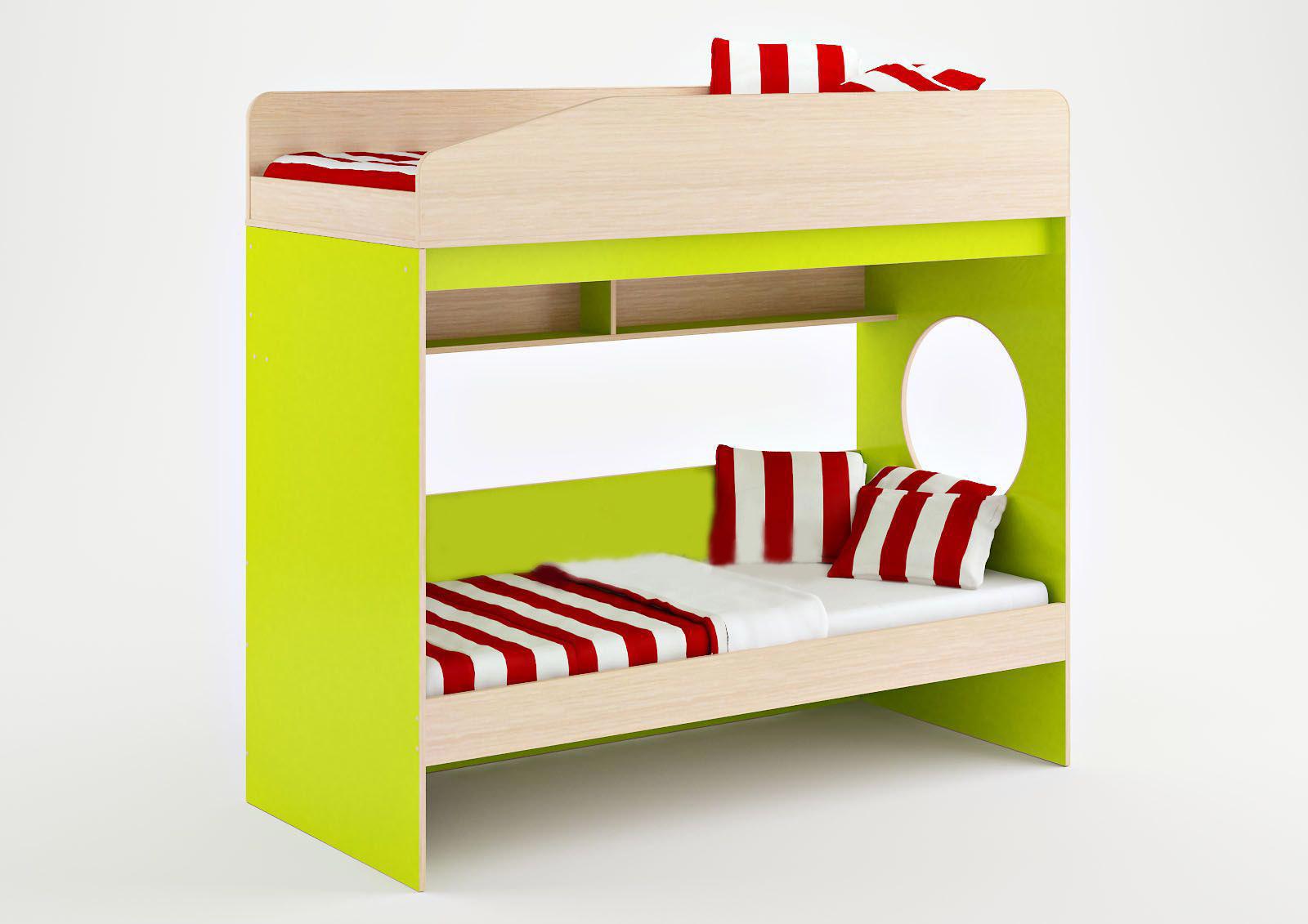 Изображение товара Детская двухъярусная кровать Кариви Сказка 185x168 см лайм ЛДСП Россия