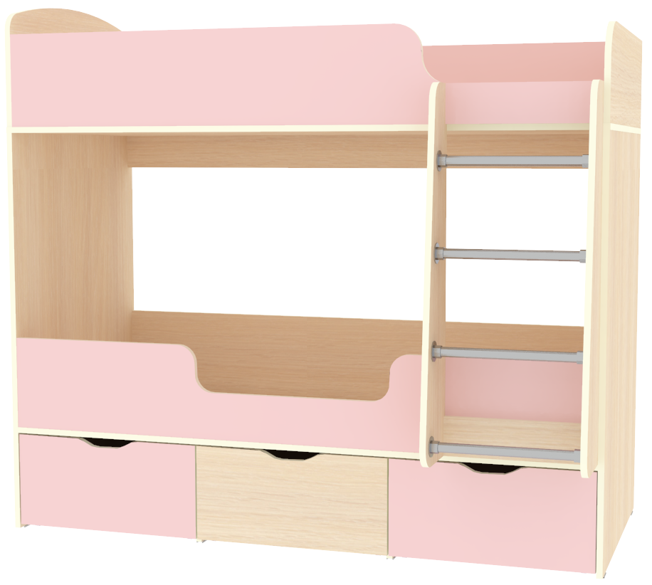 Изображение товара Двухъярусная кровать Кариви КИВи 163x145 см из ЛДСП в розовом цвете Россия