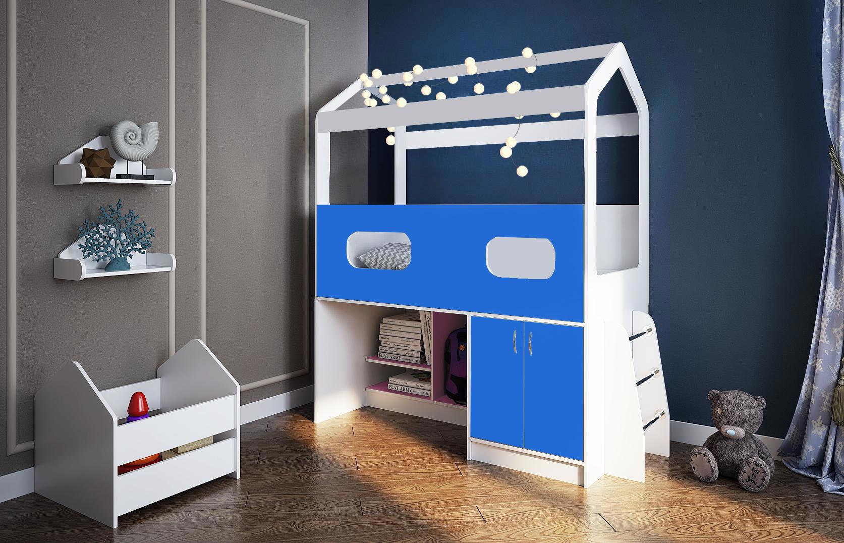 Изображение товара Кровать Кариви Сказочный Домик 181.20x203x83.60 см ЛДСП цвет голубой 00334-33-22-00