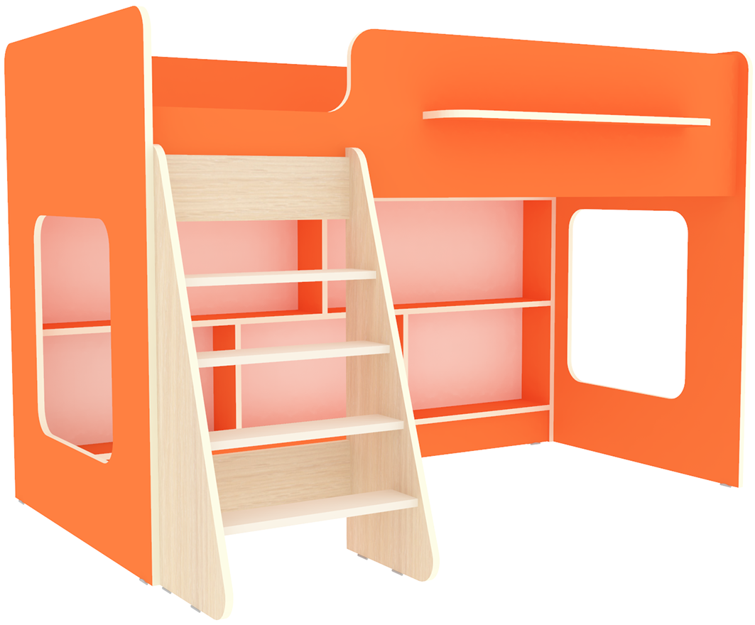Изображение товара Детская кровать Кариви Сказка 164x113 см ЛДСП оранжевая с игровой зоной