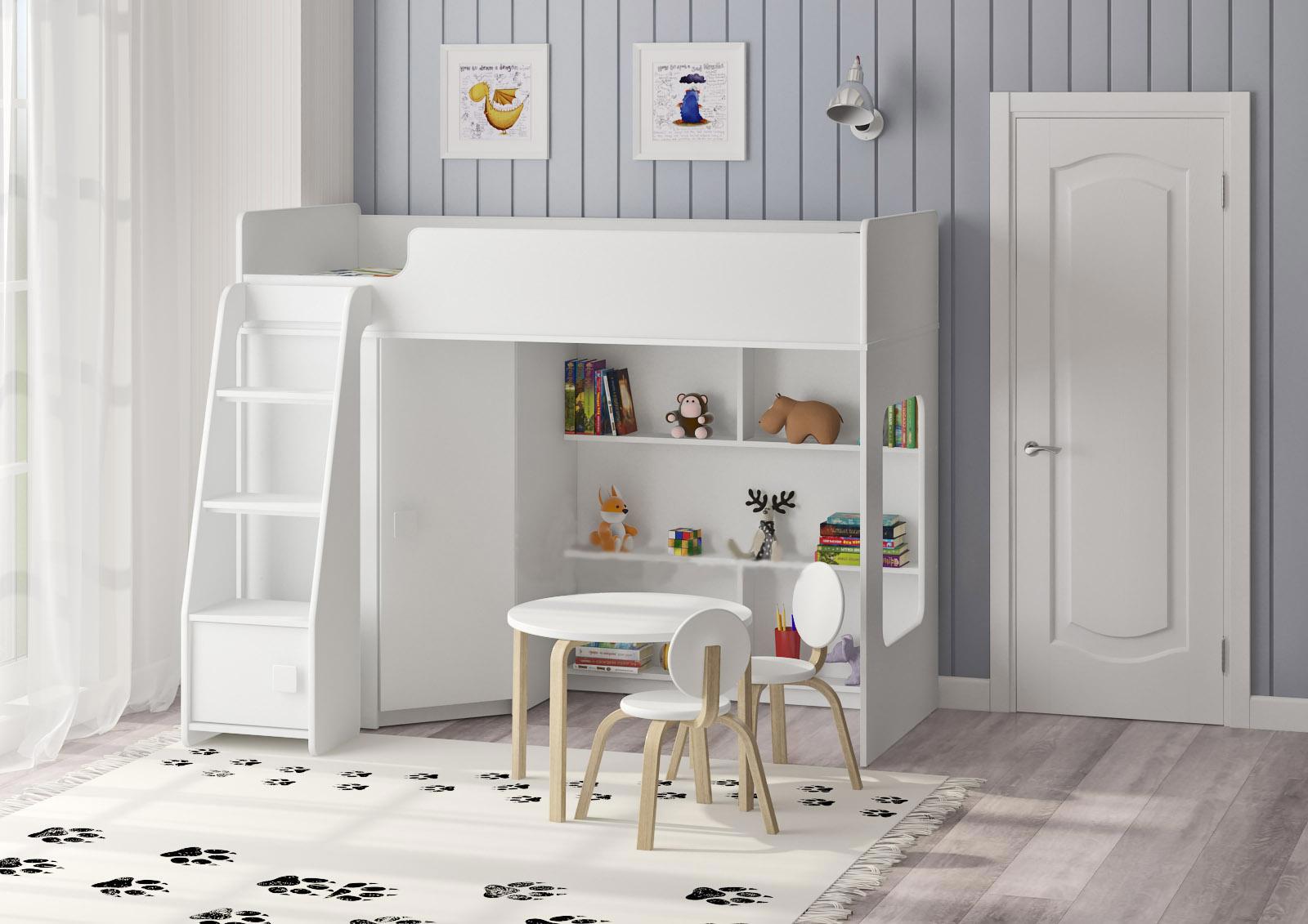 Изображение товара Кровать Кариви Сказка 179x140.50x116.70 см ЛДСП цвет белый 0091-33-33-00