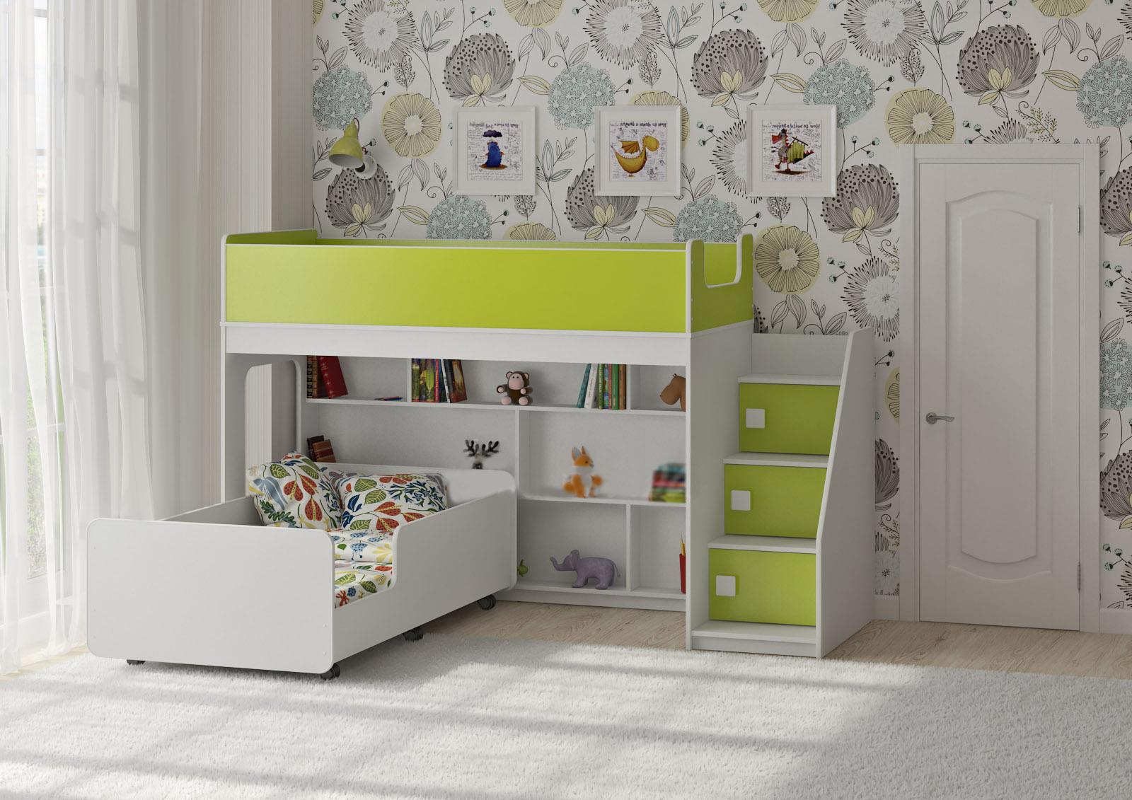 Изображение товара Детская двухъярусная кровать Кариви Сказка 224.40x140.50x176 см белый ЛДСП