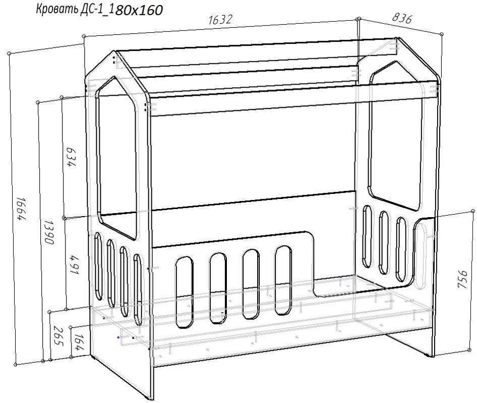 Изображение товара Кровать Кариви Сказочный Домик 163.20x166.40x83.60 см ЛДСП венге