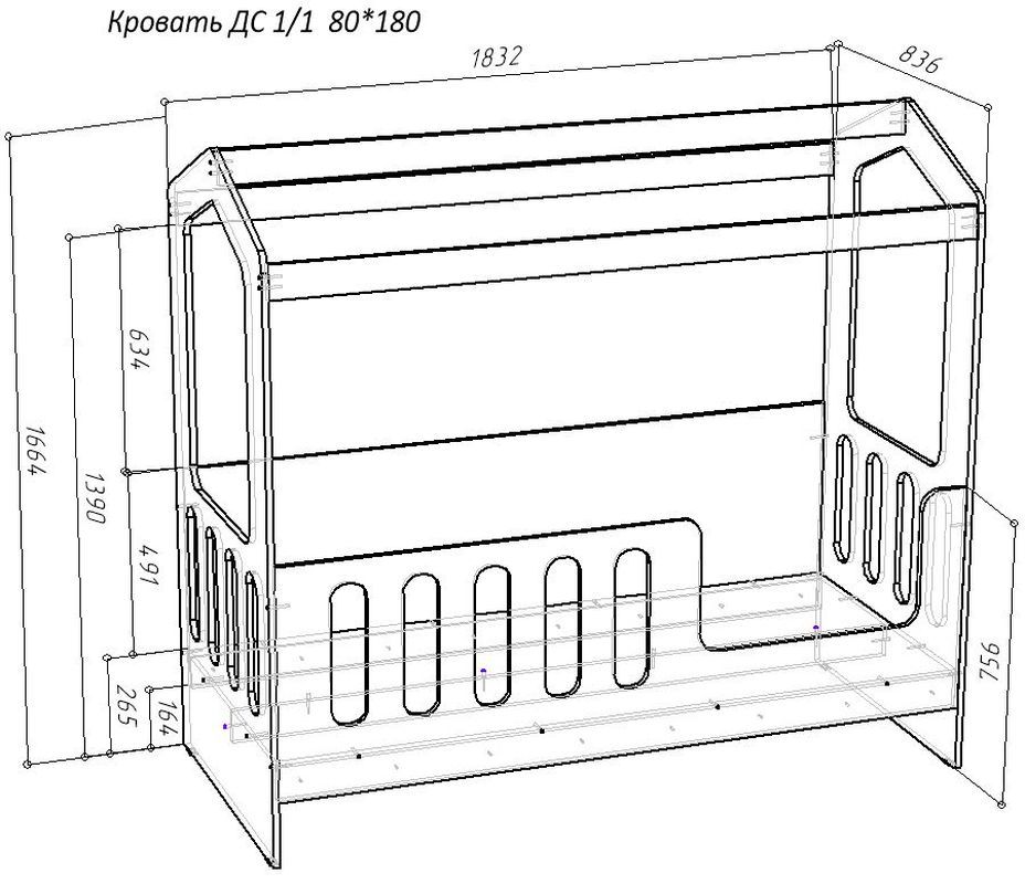 Изображение товара Кровать Кариви Сказочный Домик 183.20x166.40x83.60 см ЛДСП цвет светлое дерево
