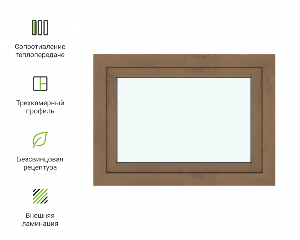 Изображение товара Окно-фрамуга ПВХ поворотно-откидное 65х90см Wintech Isotech 530 однокамерный стеклопакет Золотистый дуб Изображение товара Окно-фрамуга ПВХ поворотно-откидное 65х90см Wintech Isotech 530 однокамерный стеклопакет Золотистый дуб