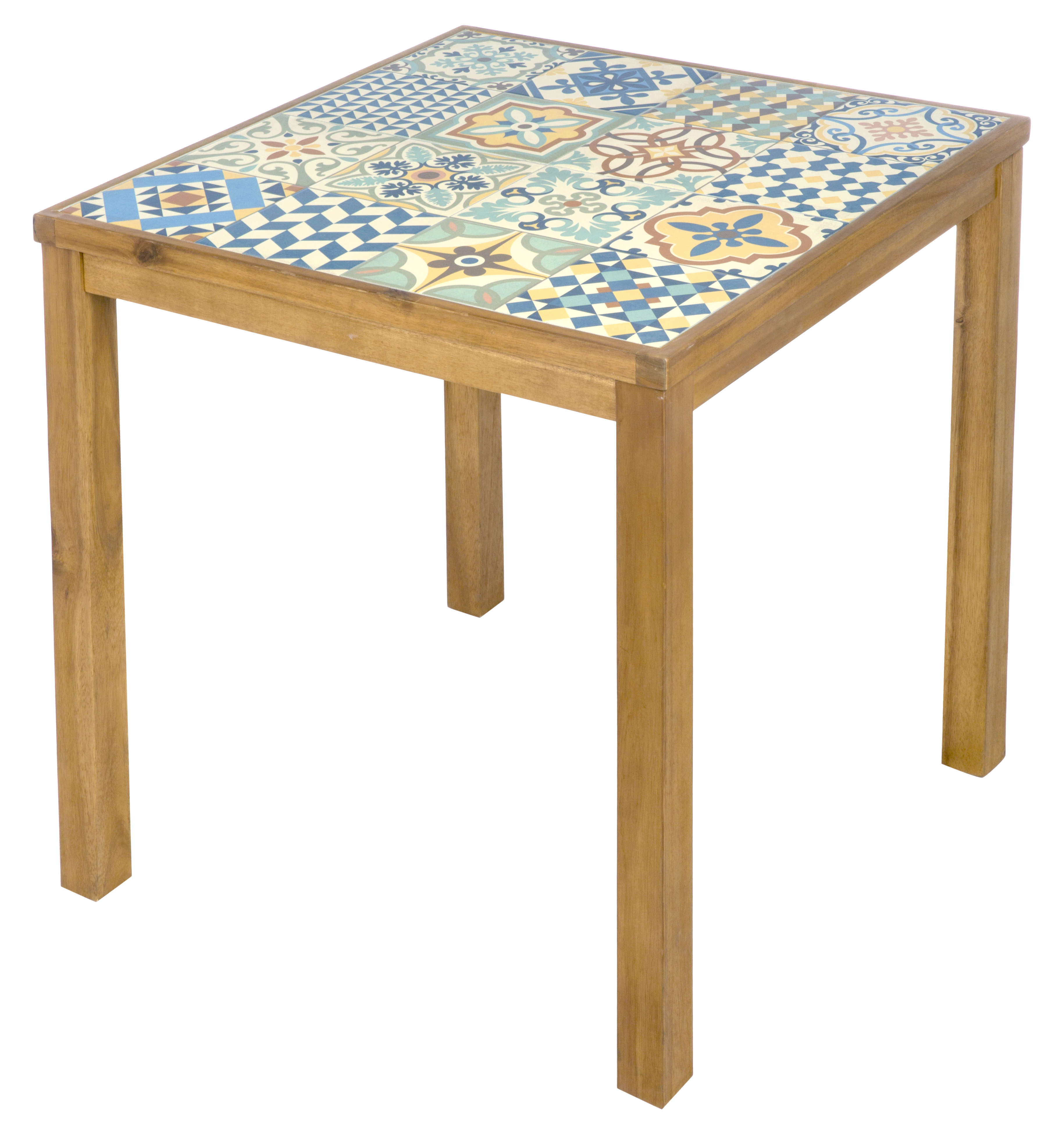 Изображение товара Садовый стол квадратный 70x70x72 см из акации и керамики коричневый