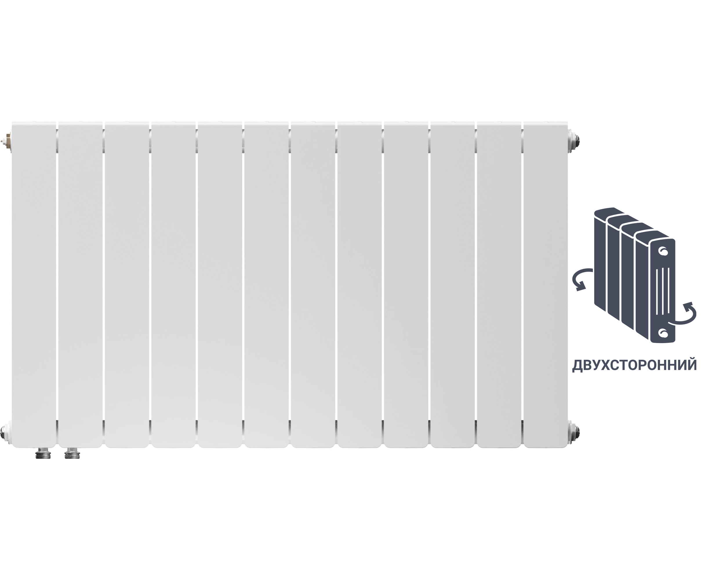 Изображение товара Биметаллический радиатор EQUATION 500/90 12 сек нижнее правое подключение белый