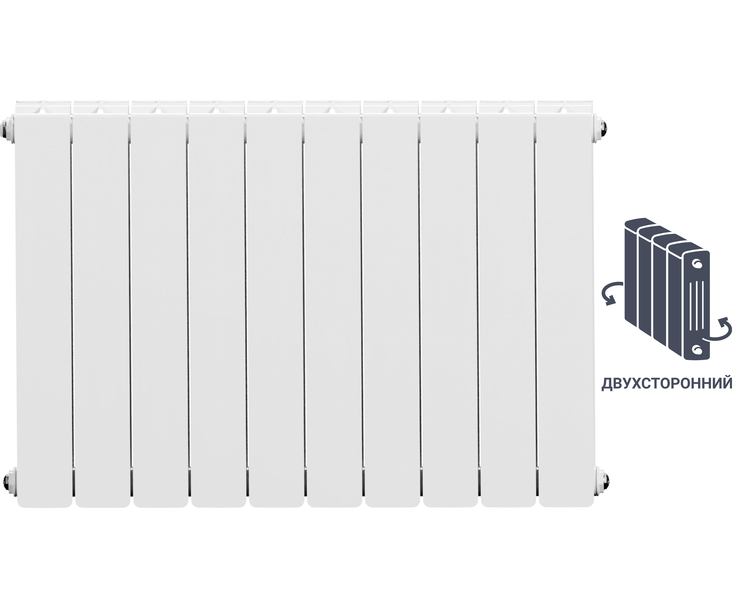 Изображение товара Радиатор EQUATION биметаллический двухсторонний 10 секций 500 мм боковое подключение