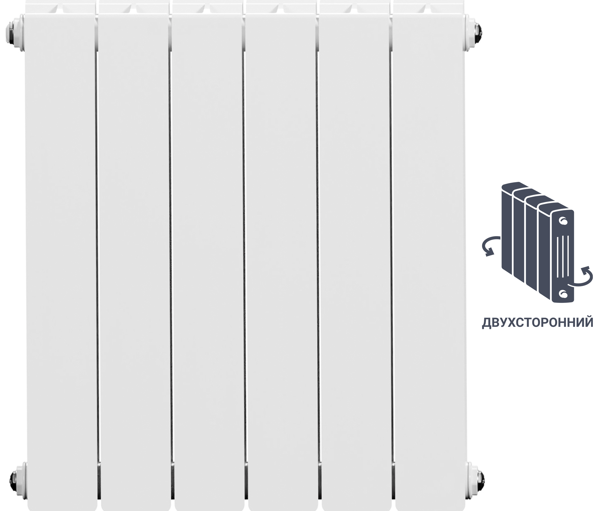 Изображение товара Радиатор EQUATION биметаллический двухсторонний 6 секций белый Русский