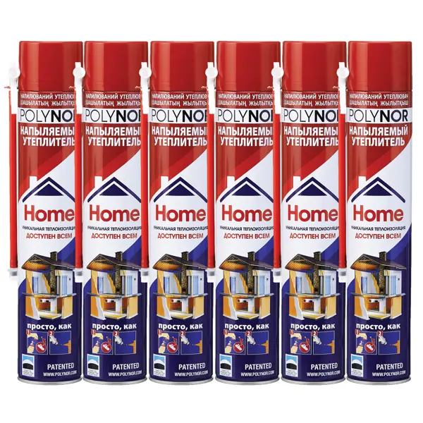 Комплект теплоизоляция Polynor Home для стен 10 м²: напыляемый утеплитель 6 шт.