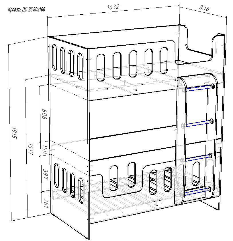 Изображение товара Детская двухъярусная кровать Кариви Сказочный Домик 163x191 см ирис