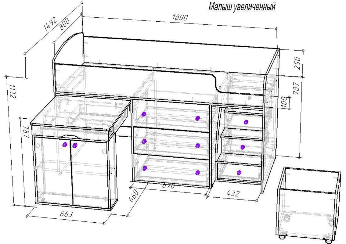 Изображение товара Кровать Кариви КИВи 184x113x84 см ЛДСП цвет венге 00004-04-02-00
