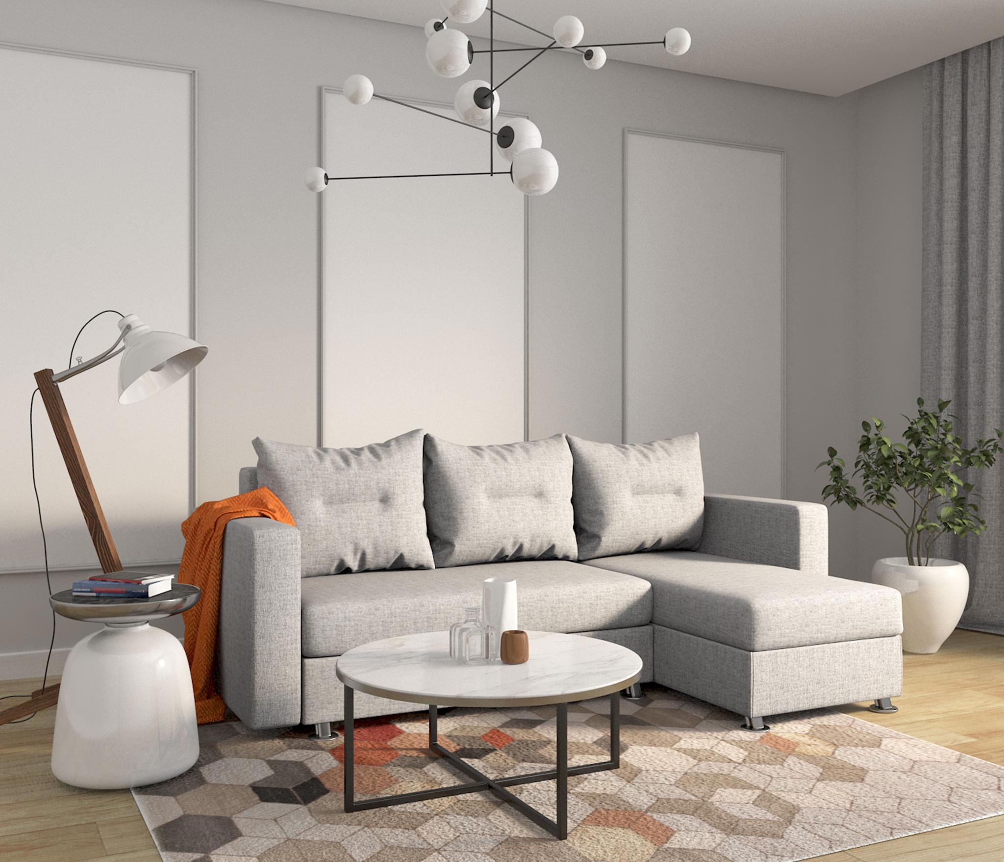 Изображение товара Диван Шарм-Дизайн Ария угловой светло-серый 225 см