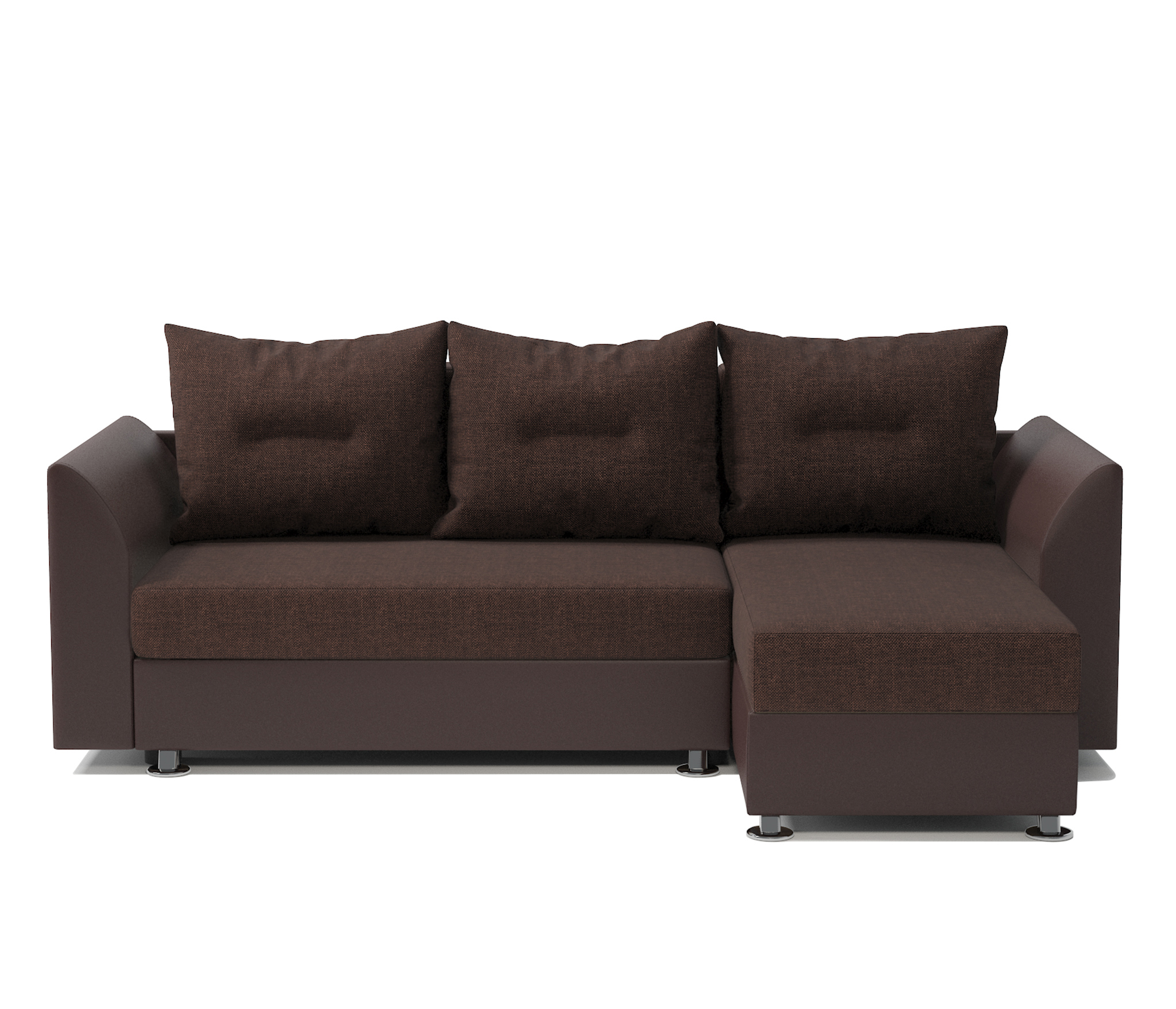 Изображение товара Диван угловой Ария Скала с ящиком, рогожка, коричневый, размеры 225x78x150 см