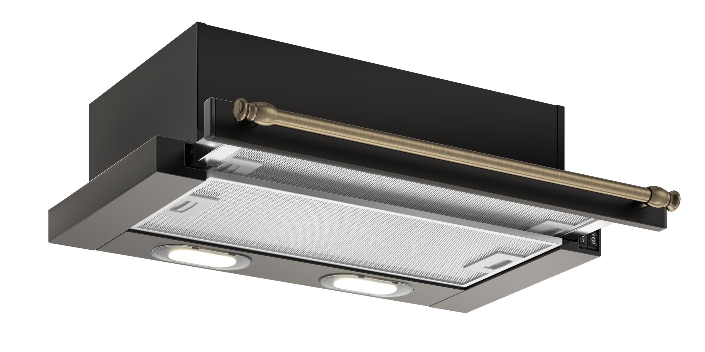 Изображение товара Встраиваемая вытяжка ELIKOR Интегра 60П-400-В2Л антрацит/рейлинг бронза
