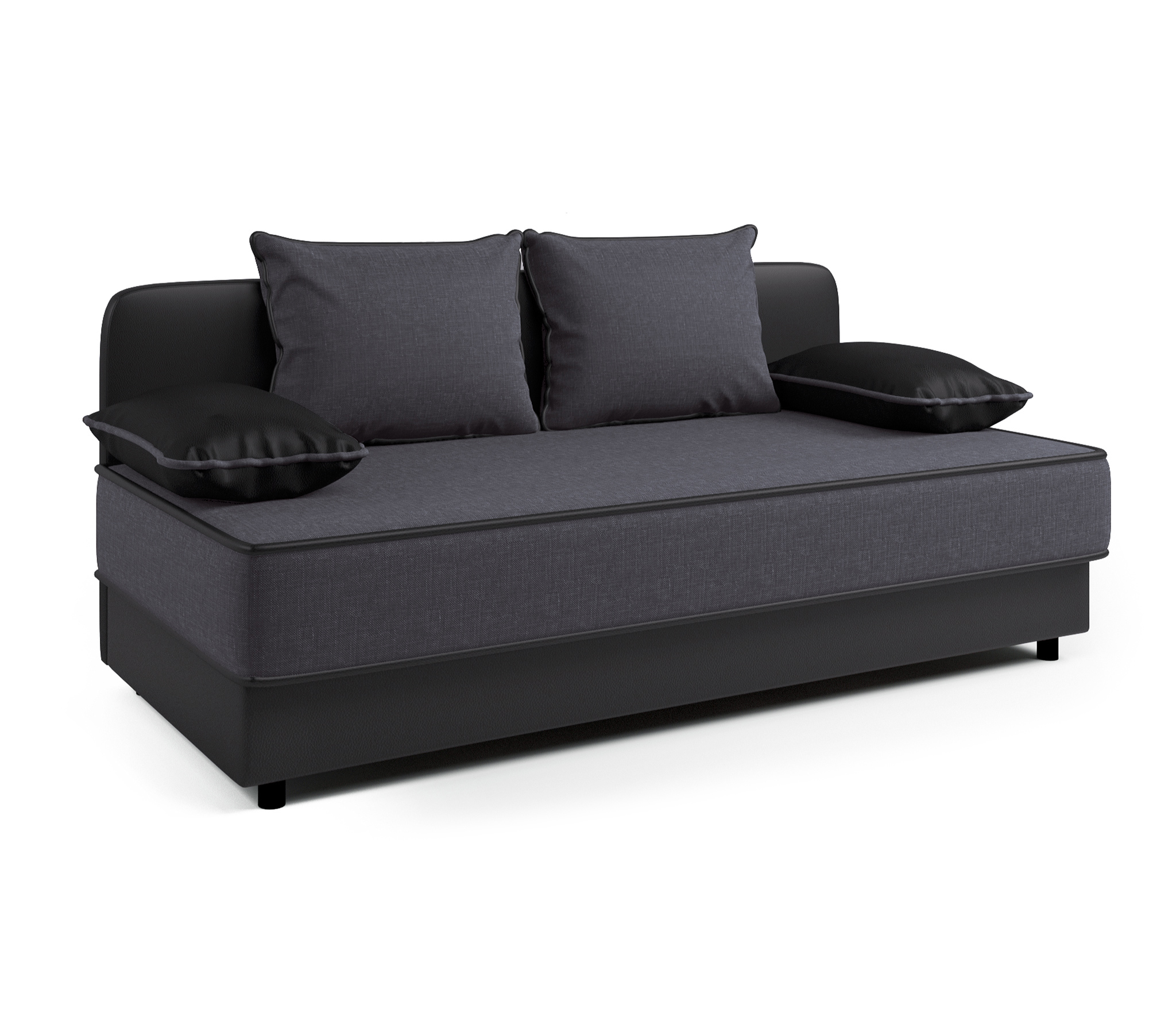 Изображение товара Кушетка Шарм-Дизайн Прима 194x82x81 см рогожка цвет серый/черный