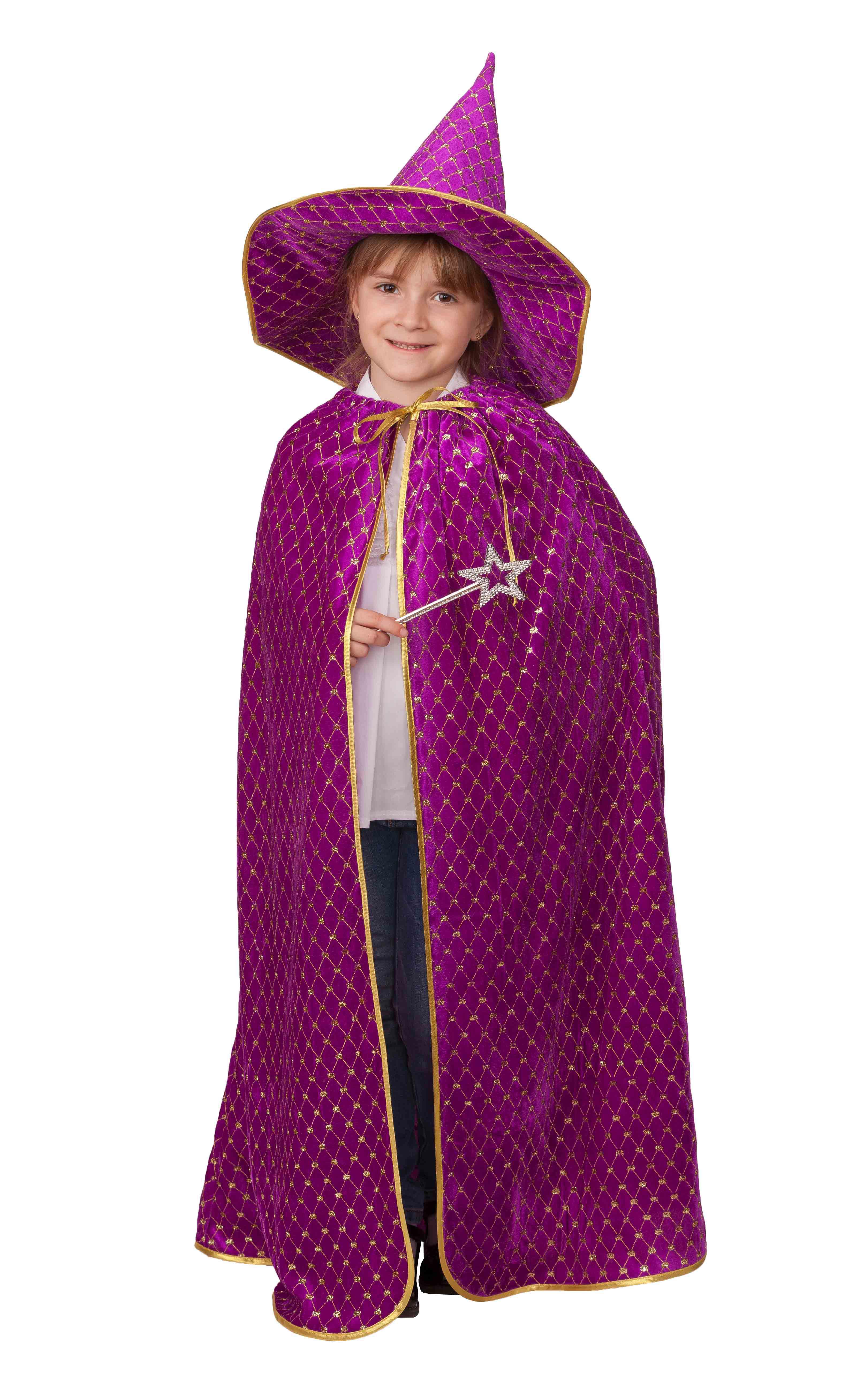 Изображение товара Карнавальный костюм Батик 22-55-134-68 детский Плащ Звездочета велюр ромб золото р.134-68