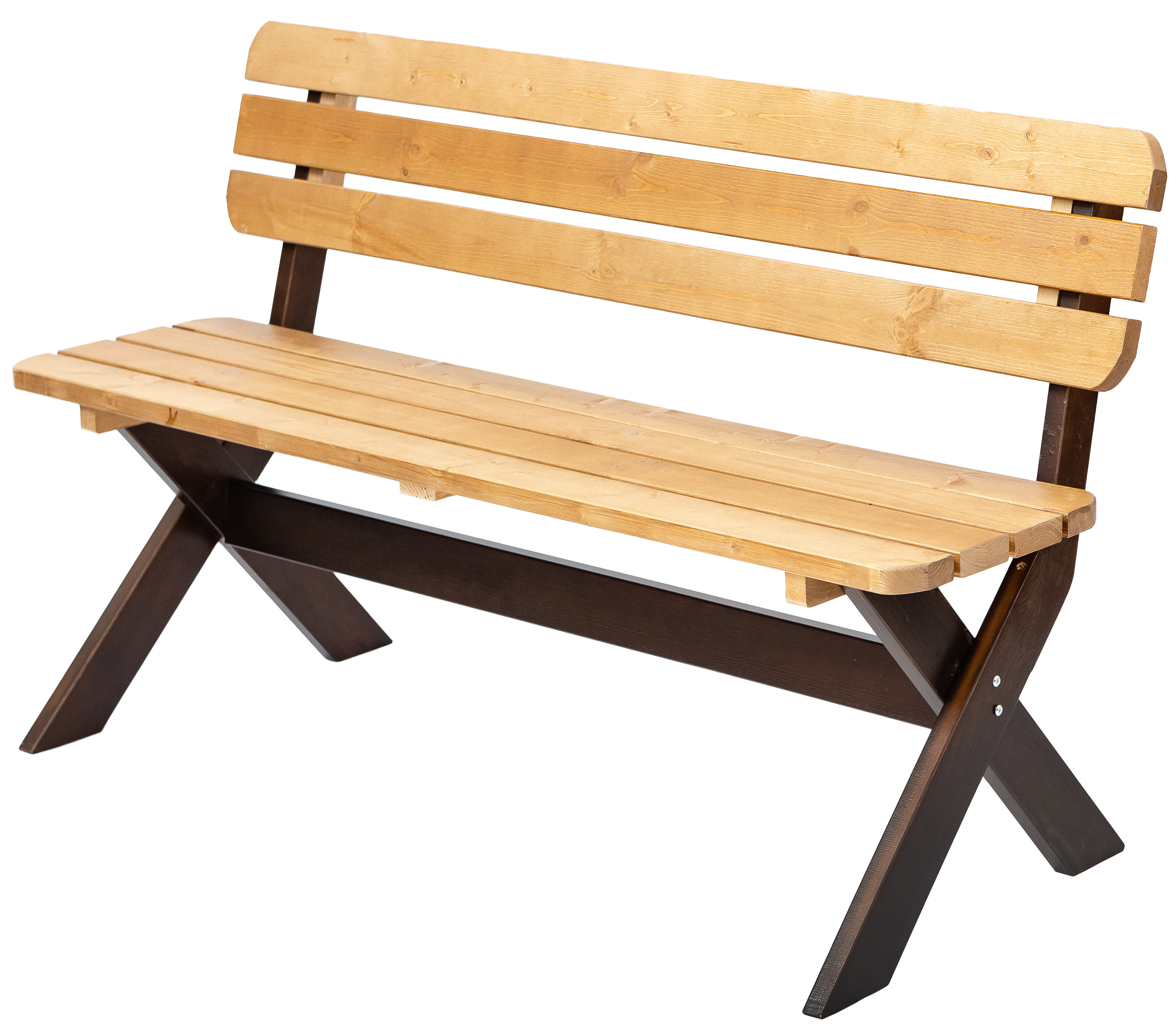 Изображение товара Садовая скамья Эстер 148x61x89 см из дерева коричневая для дачи и дачного участка