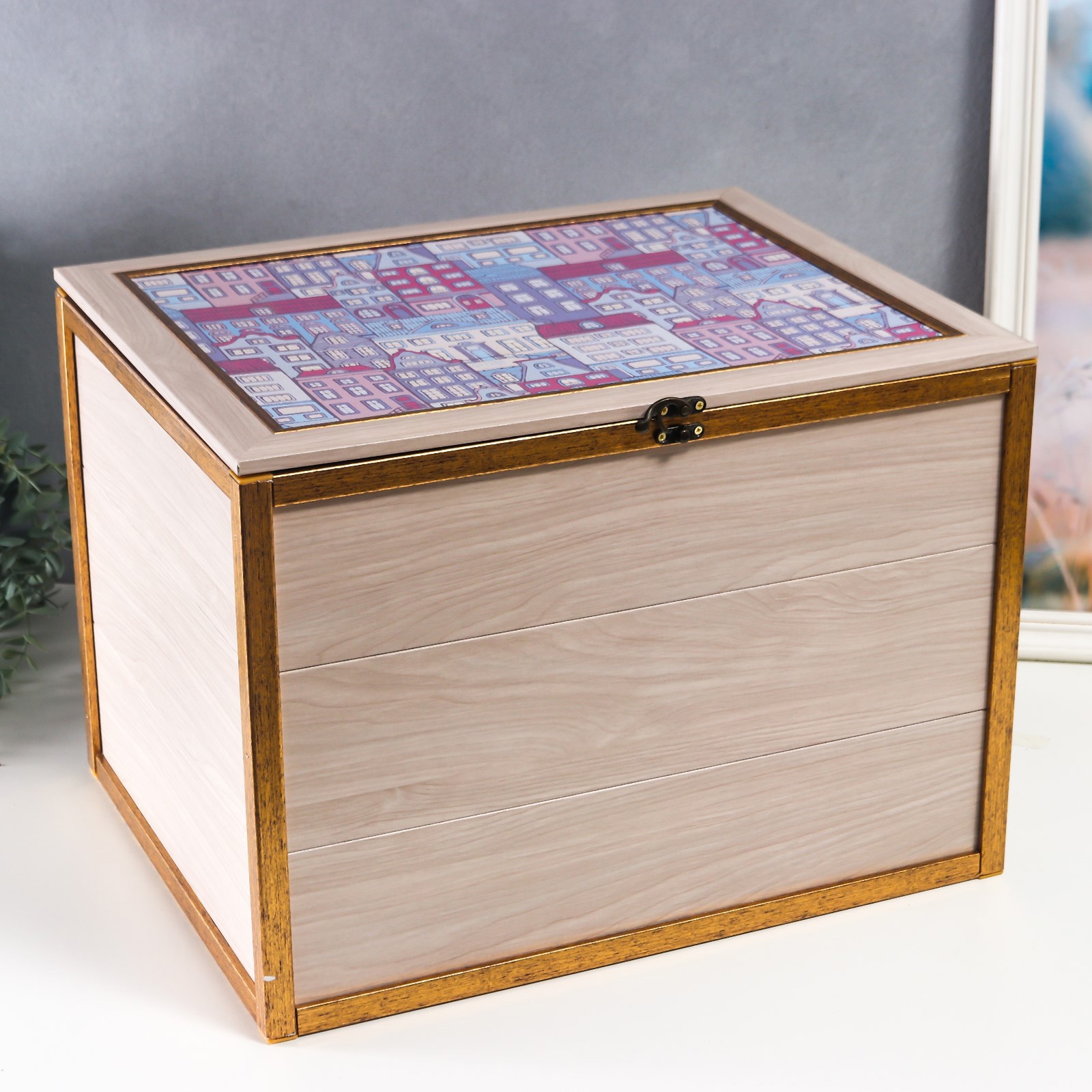 Изображение товара Шкатулка Сундук Молочный дуб — декоративная МДФ, 35,5×44,5×32 см