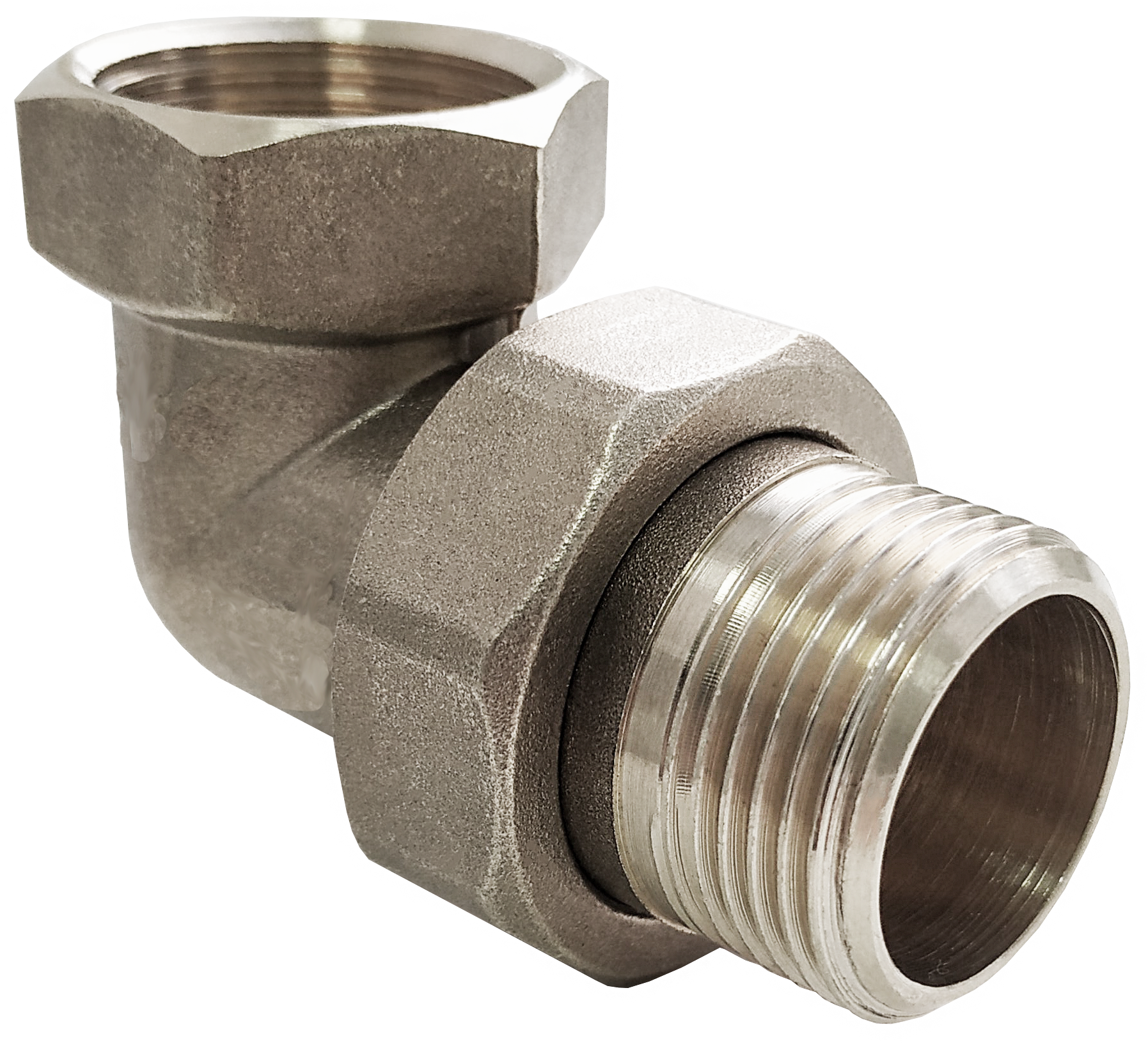 Изображение товара Сгон угловой американка Valfex 1/2" латунь никель 10 лет гарантии