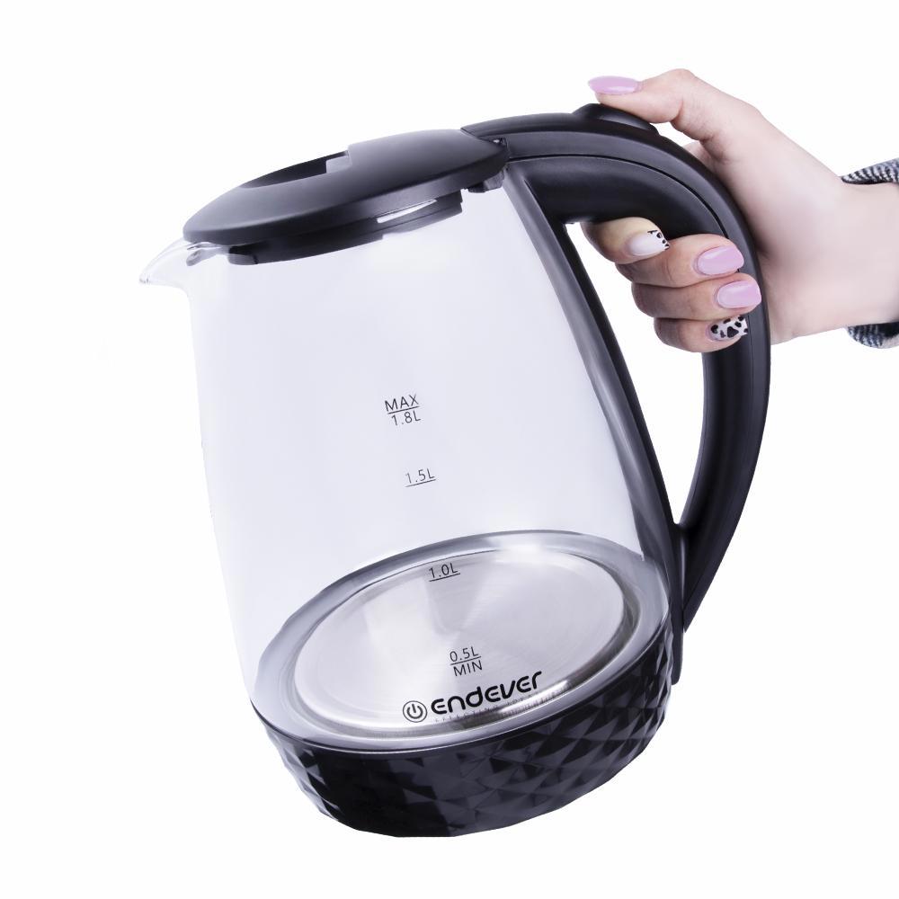 Изображение товара Электрический чайник Endever Skyline KR-337G стекло 1.8 л черный с подсветкой