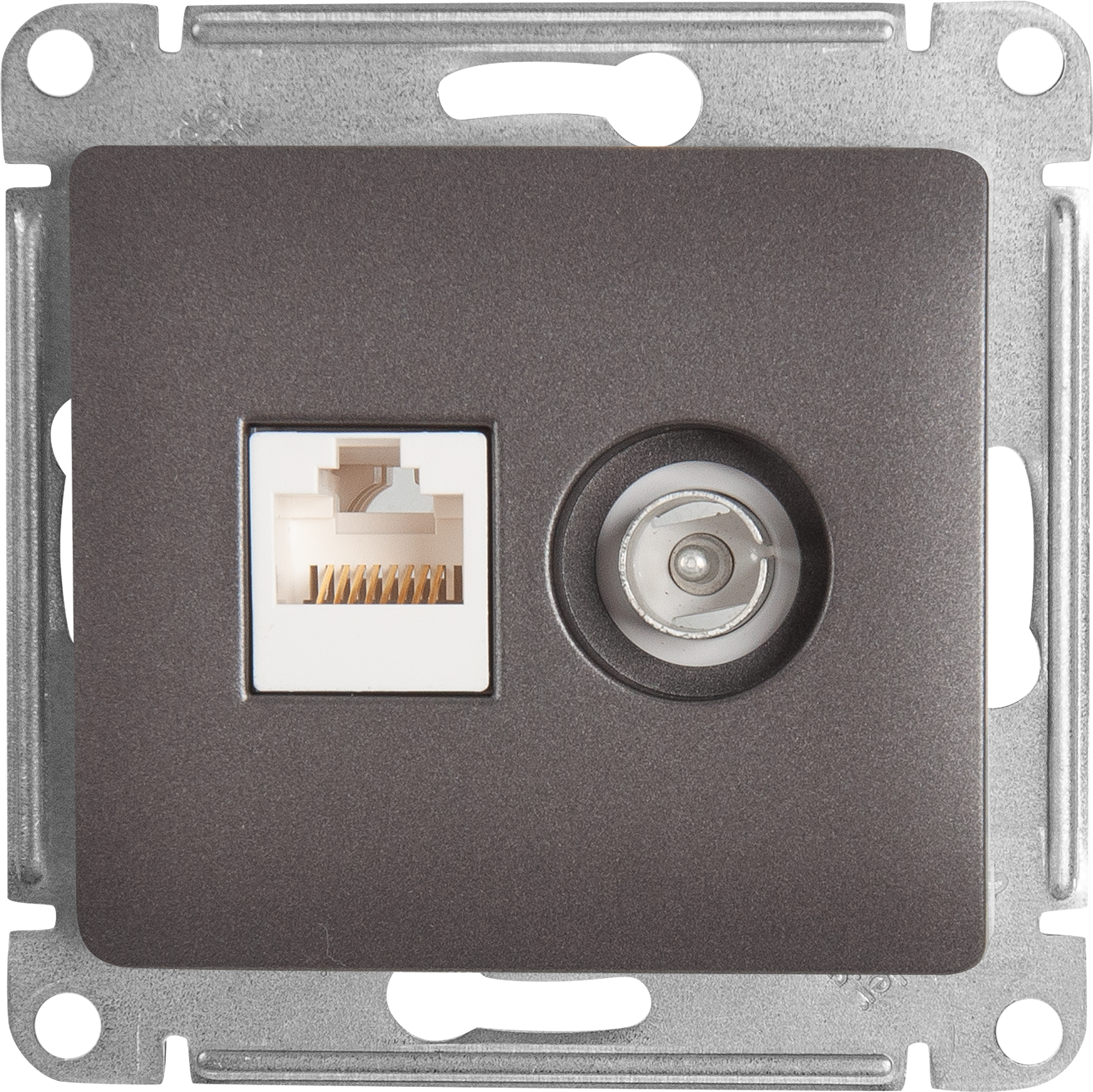 Изображение товара Встраиваемая розетка Systeme Electric Glossa RJ45 для компьютеров и телевизоров графитовая