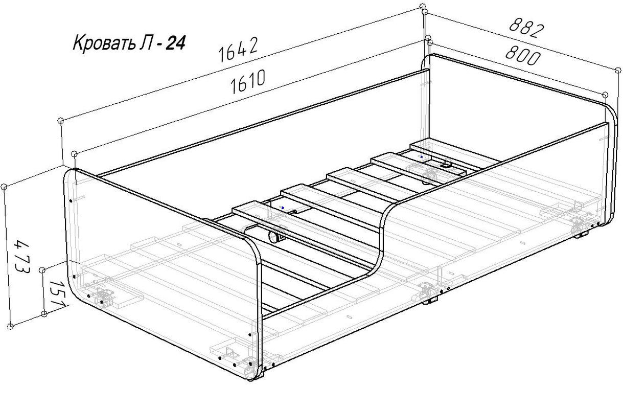 Изображение товара Кровать Кариви Коллекция сказка 165x48x89 см цвет розовый