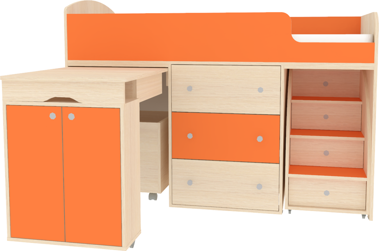 Изображение товара Кровать Кариви чердак Малыш Увеличенный оранжевый 184x113 см