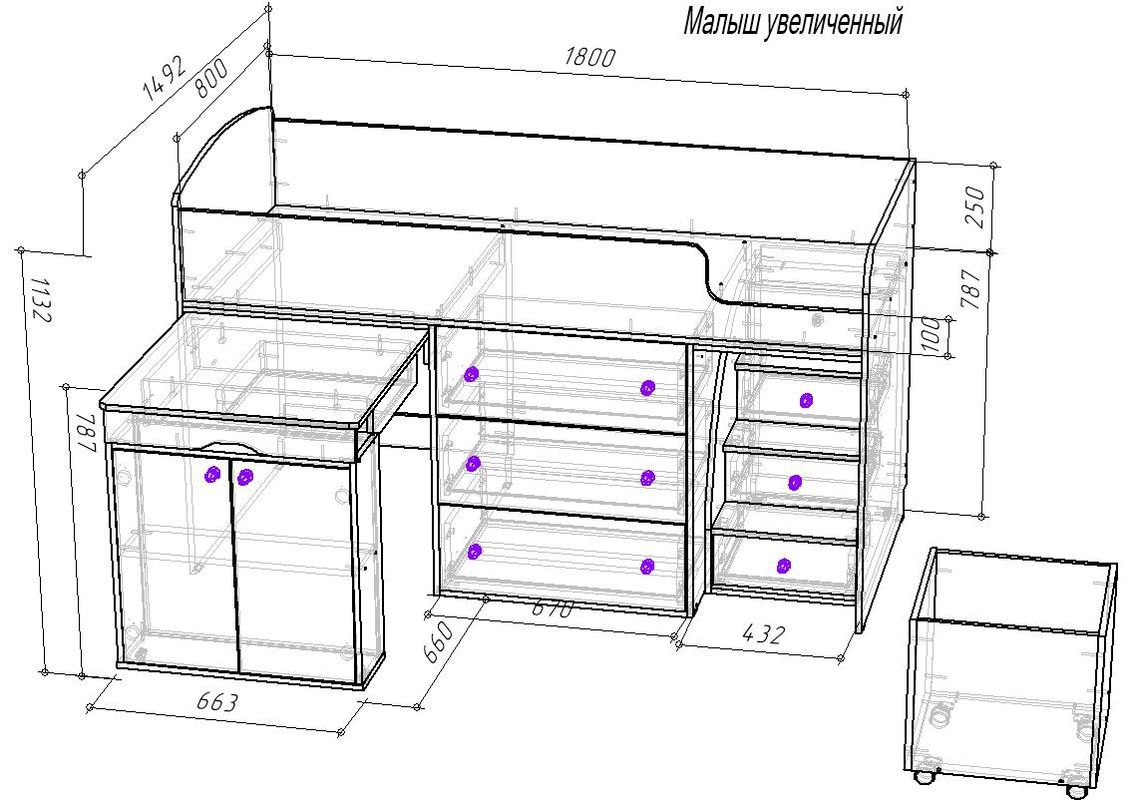 Изображение товара Детская кровать чердак Кариви Коллекция киви 184x113x84 см светлое дерево