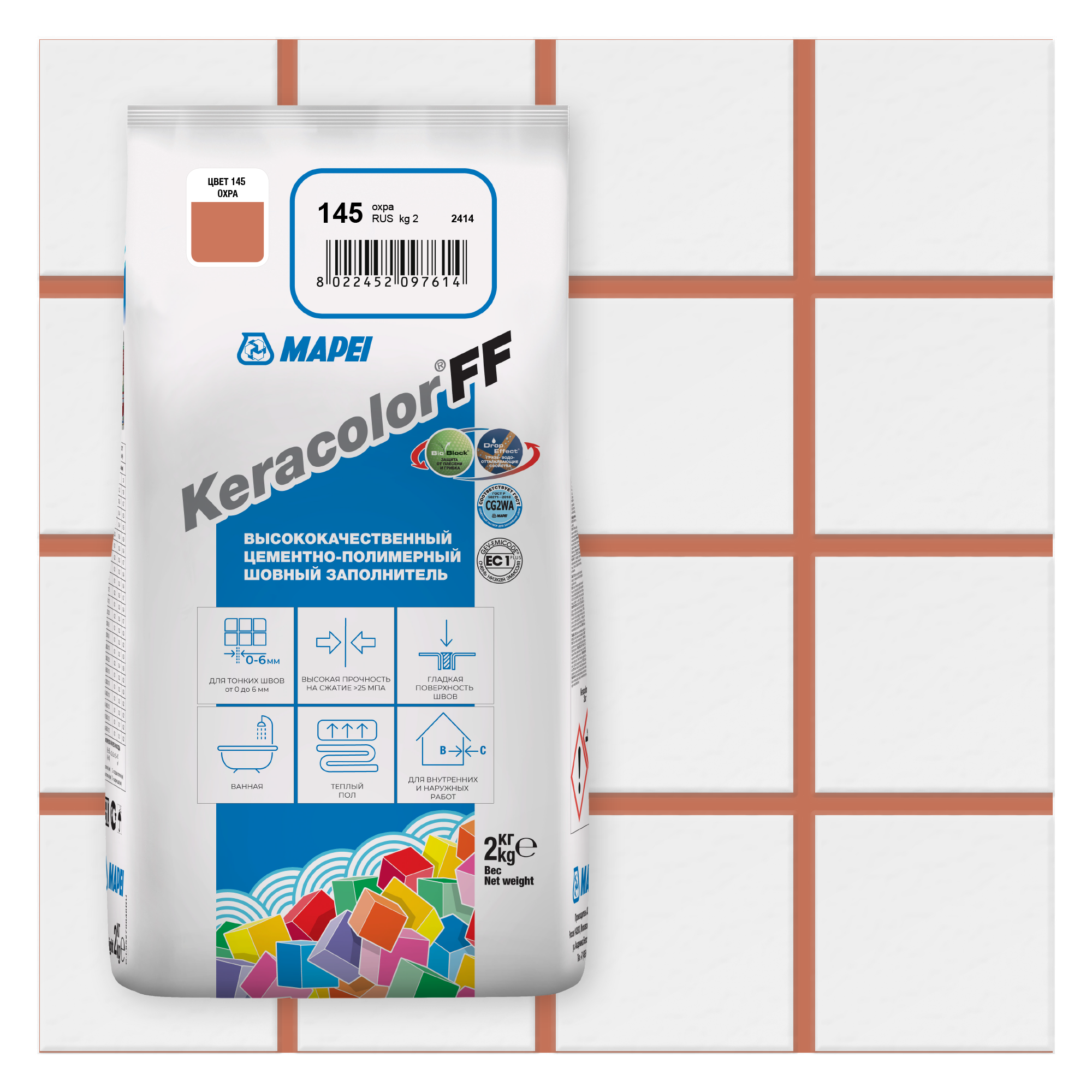 Изображение товара Затирка цементная Mapei Keracolor FF 145 цвет охра 2 кг