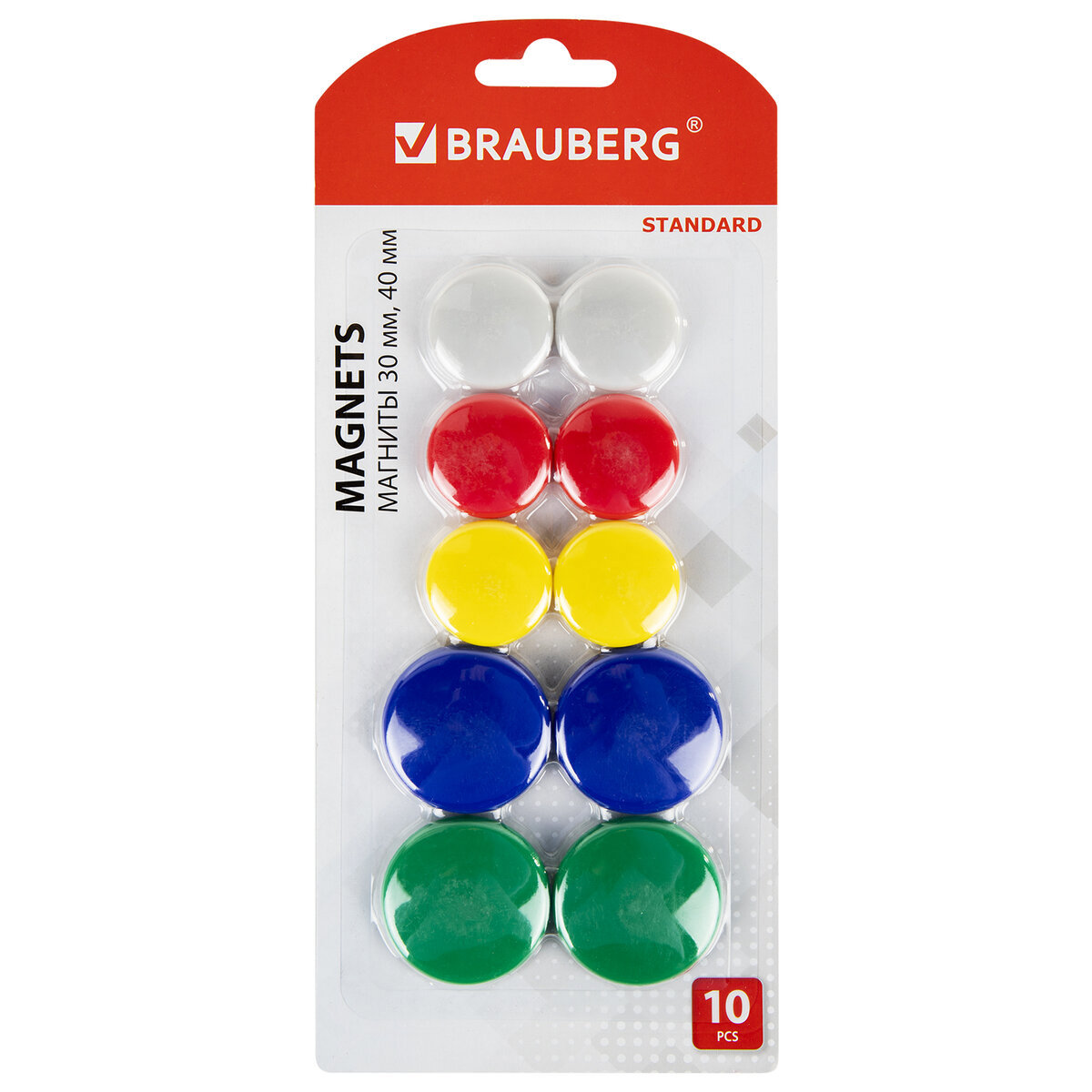 Изображение товара Магниты Brauberg 237471 30 мм ассорти, 10 шт
