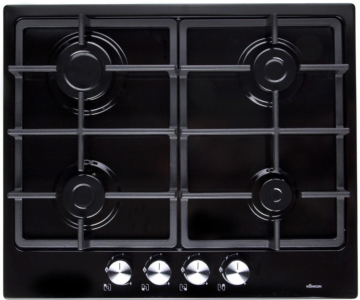 Изображение товара Газовая варочная панель KONIGIN Spark 604 BK 60 см 4 конфорки черный глянец
