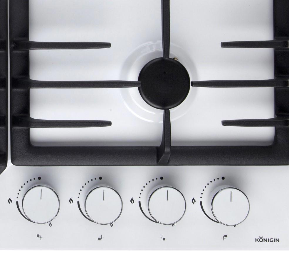 Изображение товара Газовая варочная панель Konigin Blaze 604 WHW 60 см 4 конфорки цвет белый