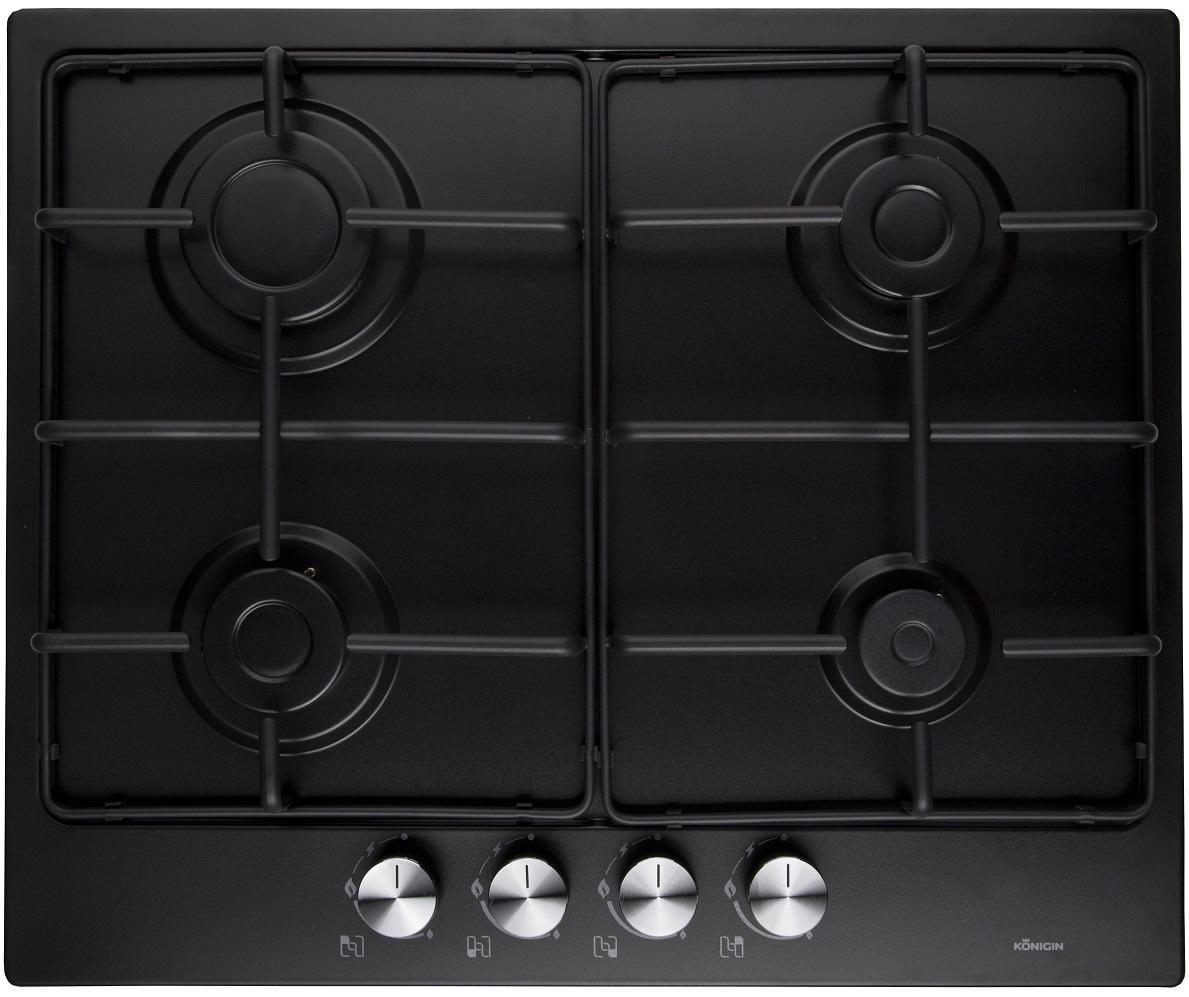 Изображение товара Газовая варочная панель Konigin Spark 604 BME 60 см 4 конфорки цвет черный матовый