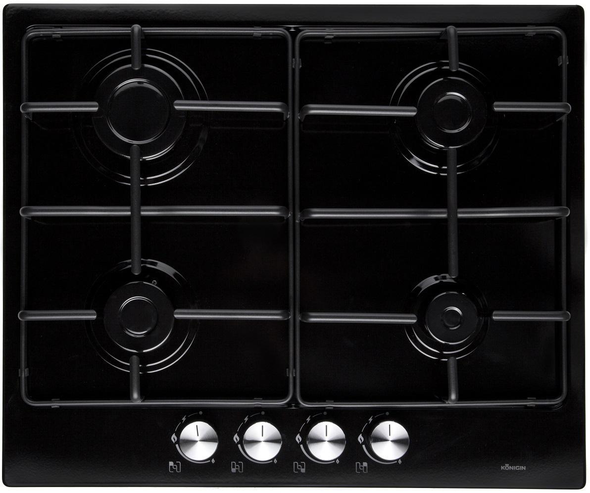 Изображение товара Газовая варочная панель Konigin Spark 604 BKE 60 см 4 конфорки цвет черный глянец